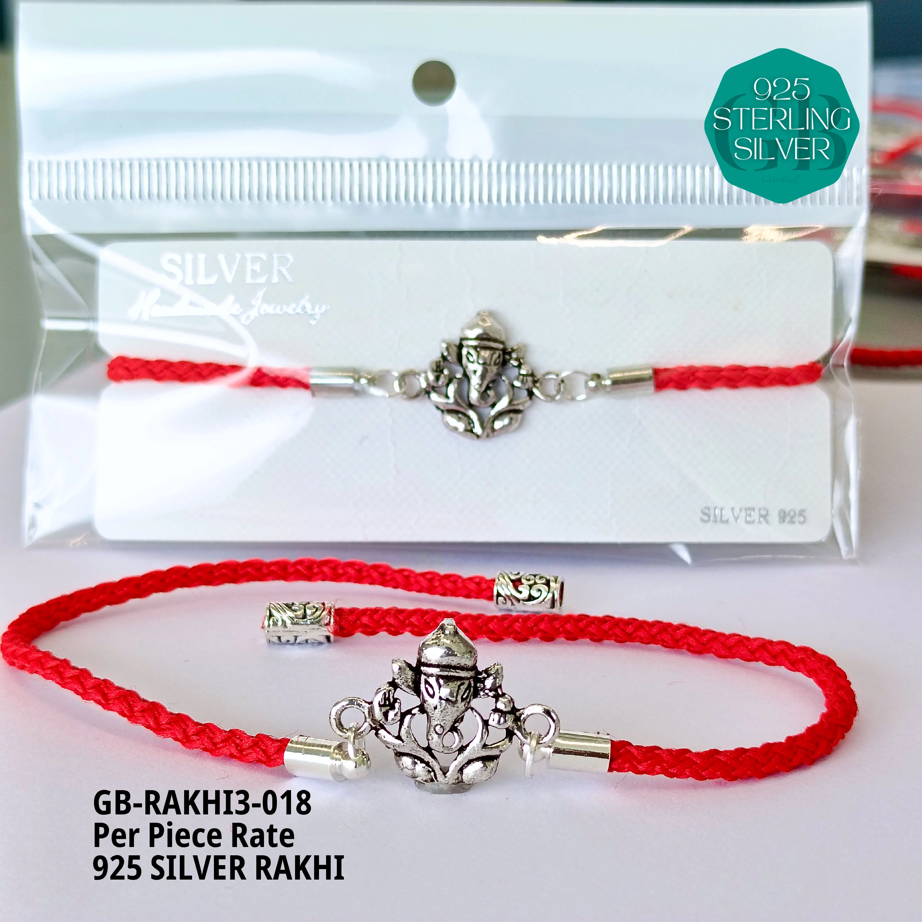 RAKHI V3 - Premium 925 Silver Jewellery - SKU: GB-RAKHI3-018 - Hyderabad Silver Importers