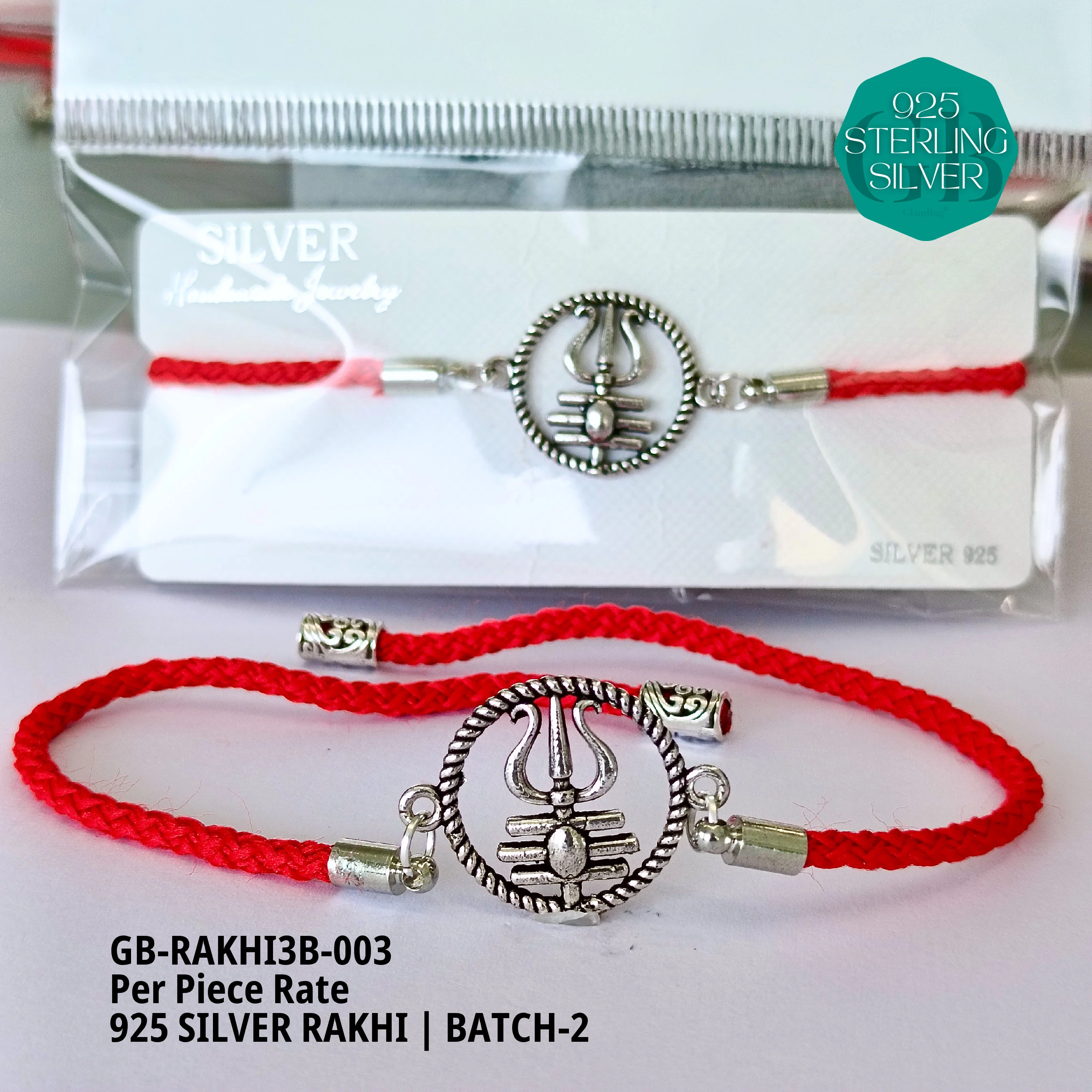 RAKHI V3B - Premium 925 Silver Jewellery - SKU: GB-RAKHI3B-003 - Hyderabad Silver Importers