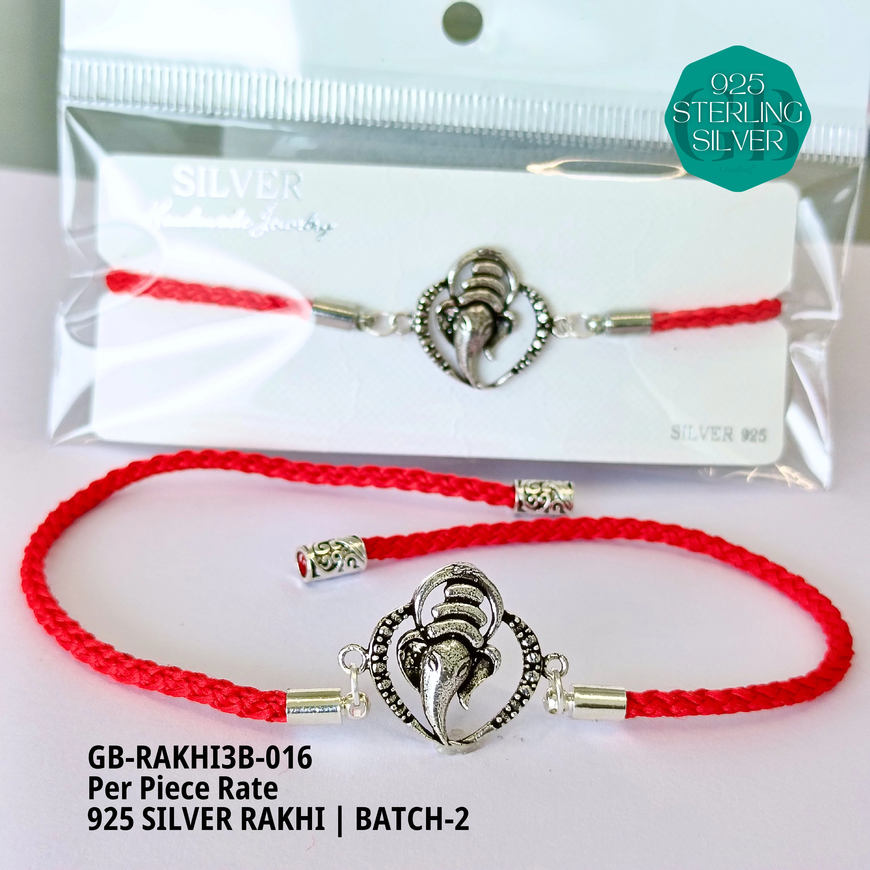 RAKHI V3B - Premium 925 Silver Jewellery - SKU: GB-RAKHI3B-016 - Hyderabad Silver Importers