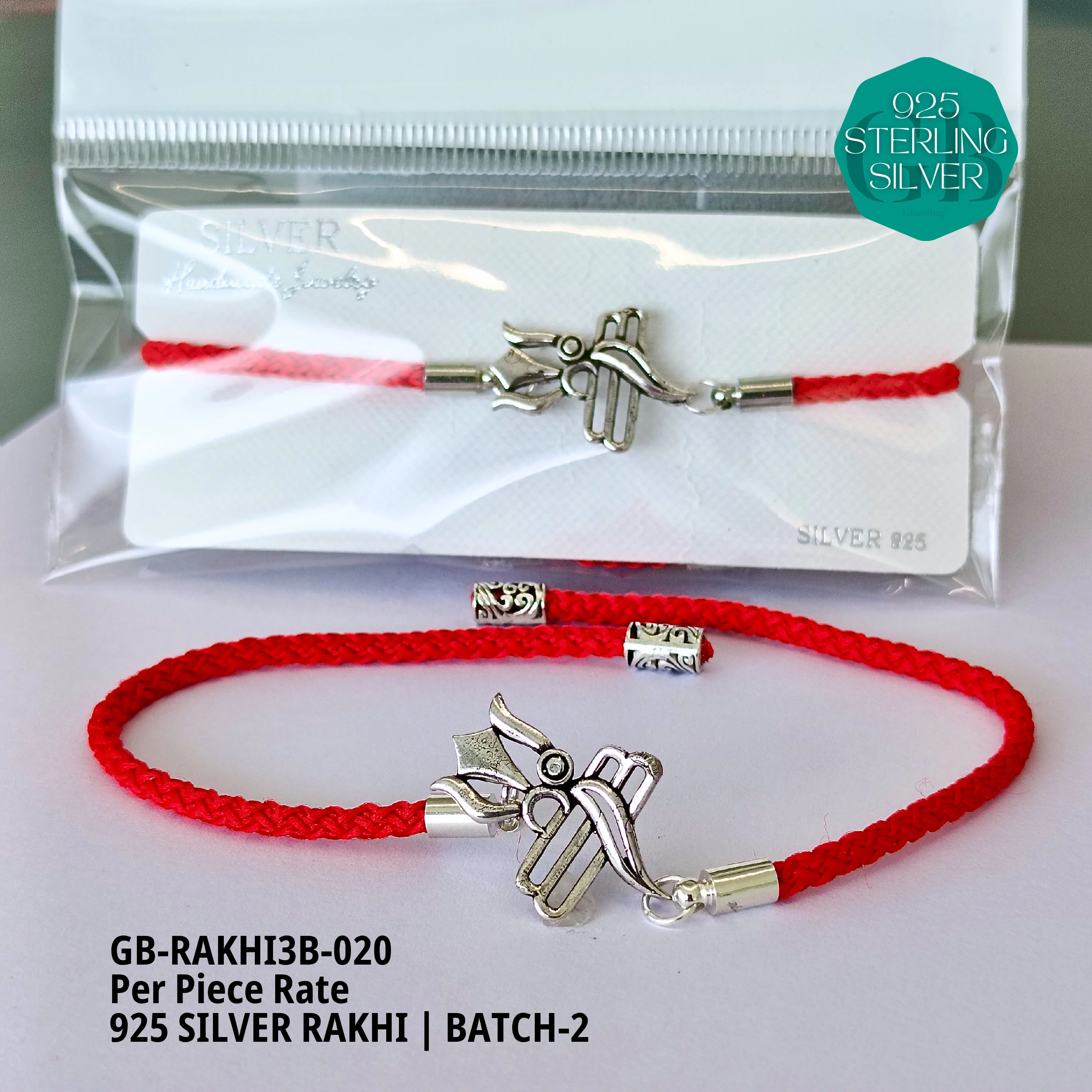 RAKHI V3B - Premium 925 Silver Jewellery - SKU: GB-RAKHI3B-020 - Hyderabad Silver Importers