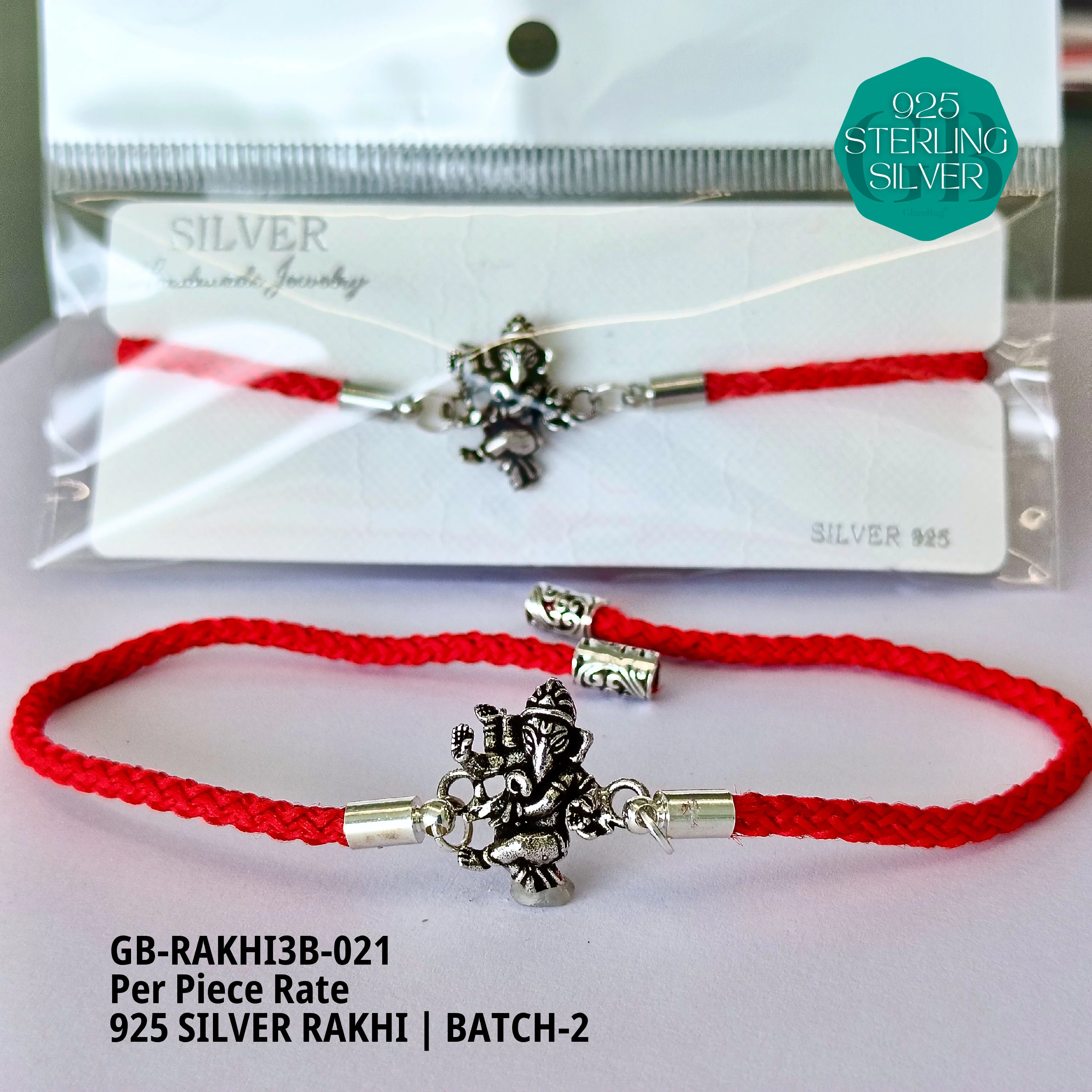 RAKHI V3B - Premium 925 Silver Jewellery - SKU: GB-RAKHI3B-021 - Hyderabad Silver Importers