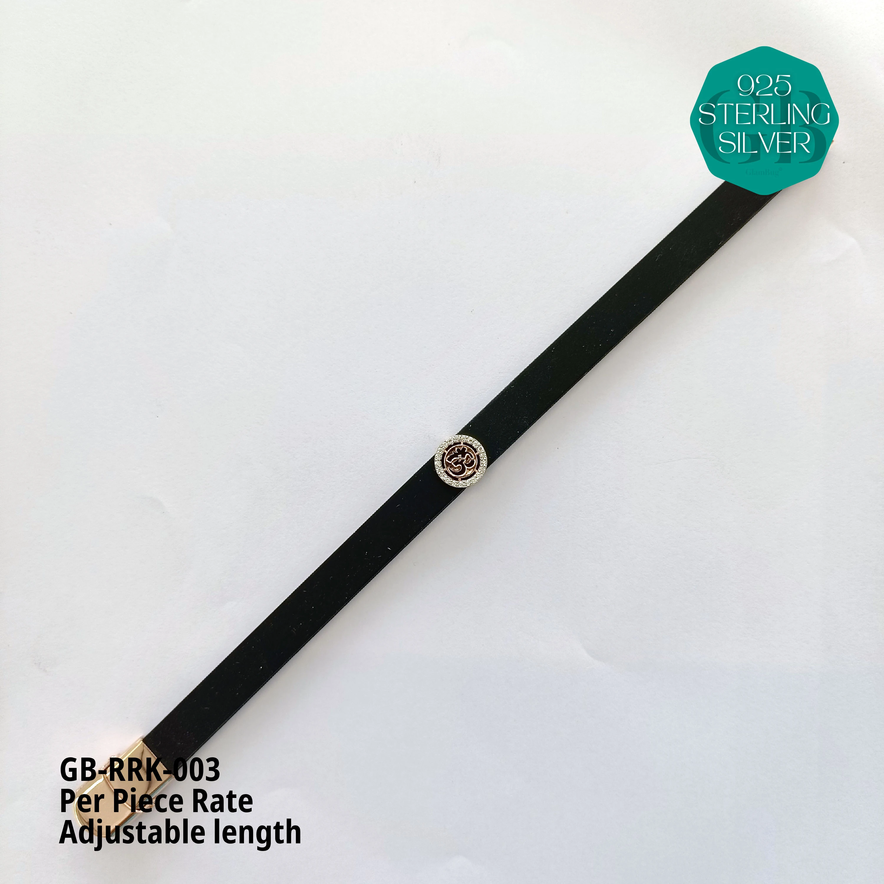RUBBER BELT RAKHI - Premium 925 Silver Jewellery - SKU: GB-RRK-003 - Hyderabad Silver Importers
