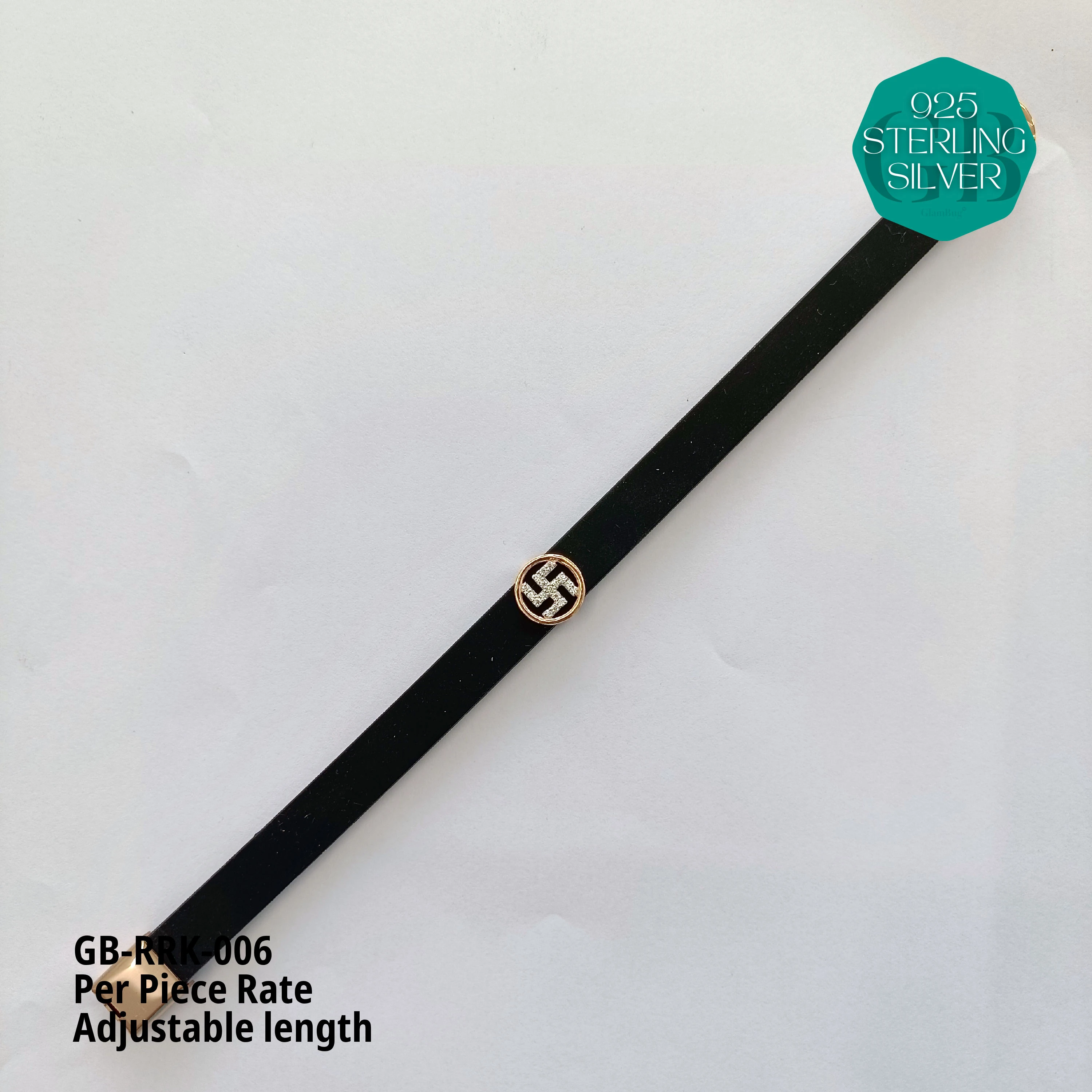 RUBBER BELT RAKHI - Premium 925 Silver Jewellery - SKU: GB-RRK-006 - Hyderabad Silver Importers