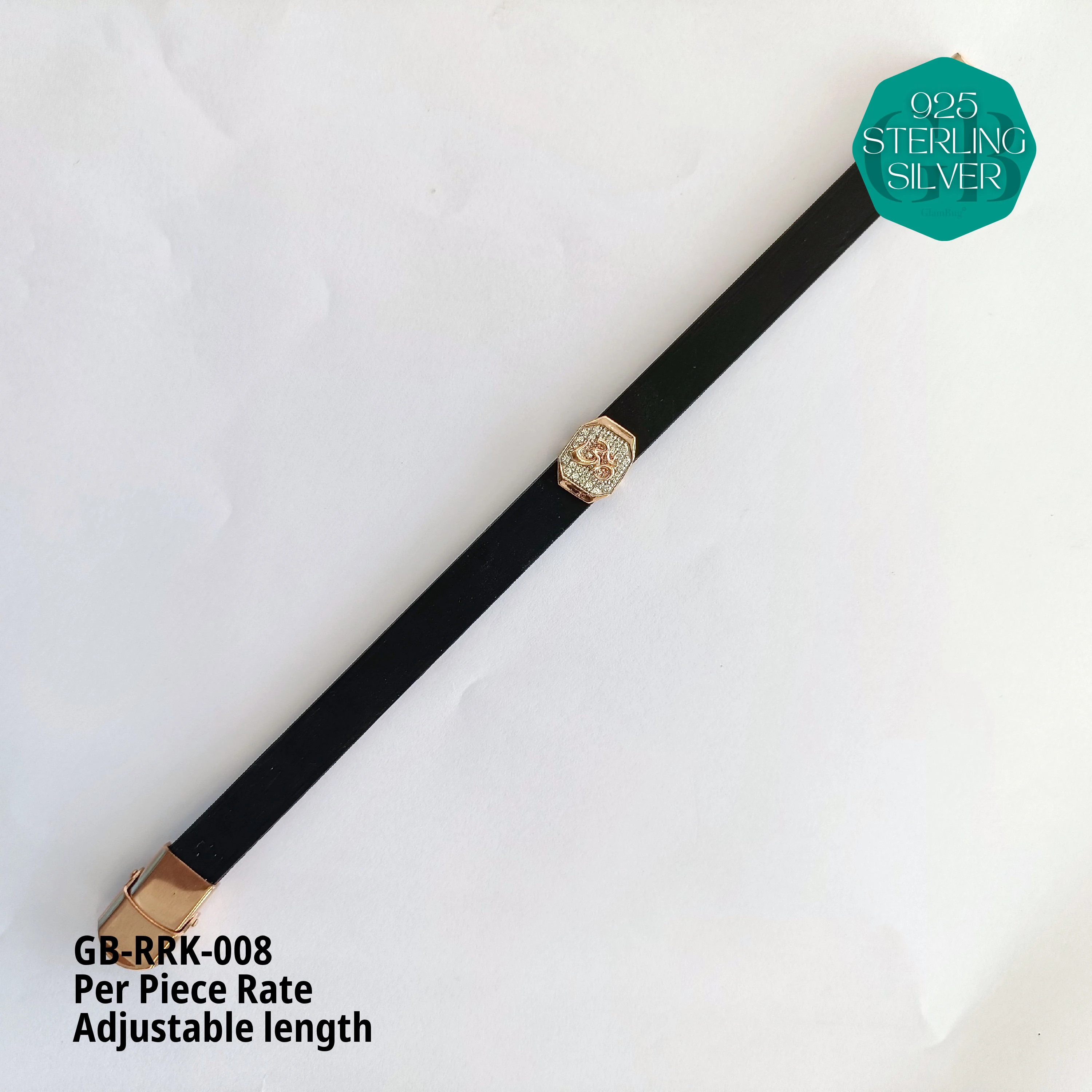 RUBBER BELT RAKHI - Premium 925 Silver Jewellery - SKU: GB-RRK-008 - Hyderabad Silver Importers