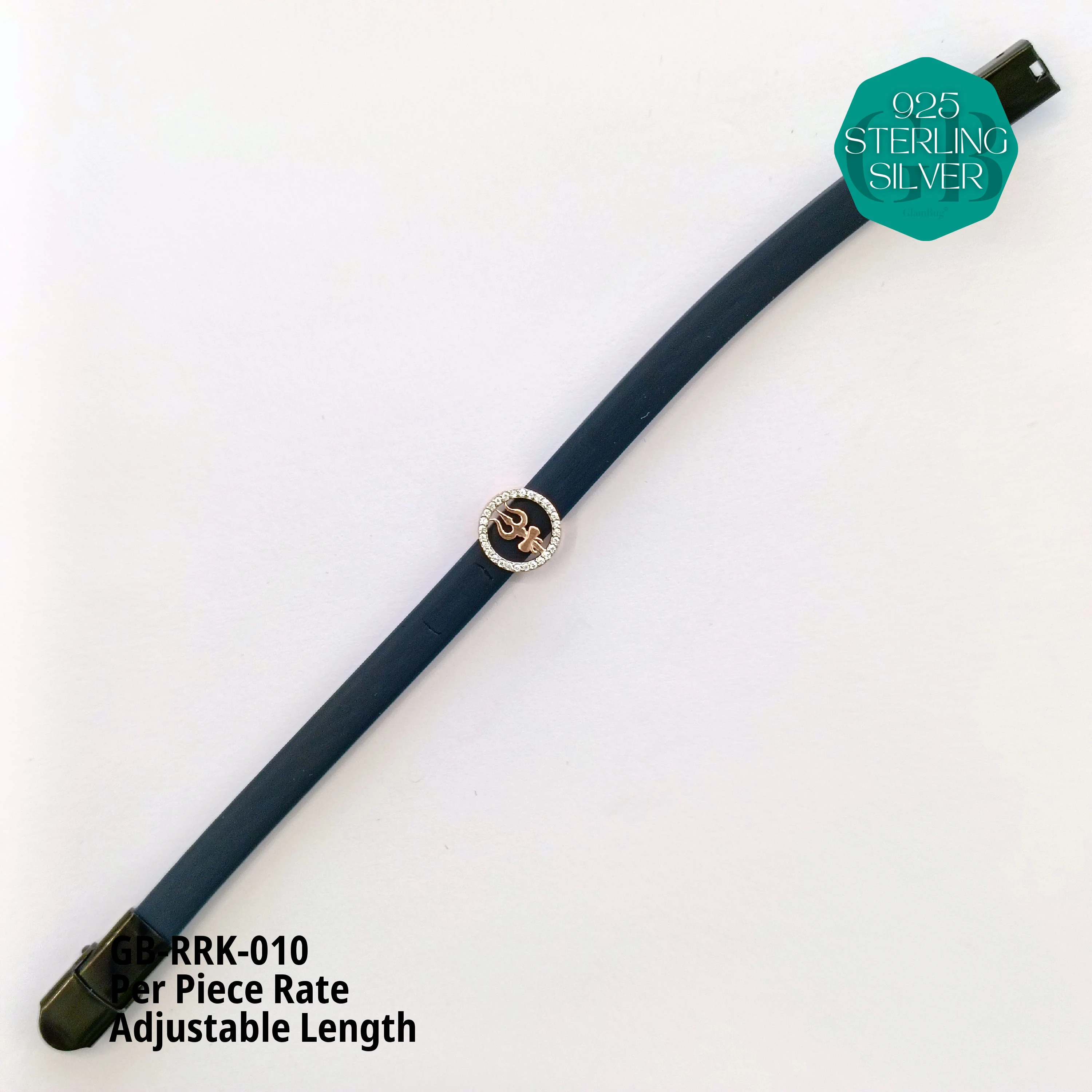 RUBBER BELT RAKHI - Premium 925 Silver Jewellery - SKU: GB-RRK-010 - Hyderabad Silver Importers