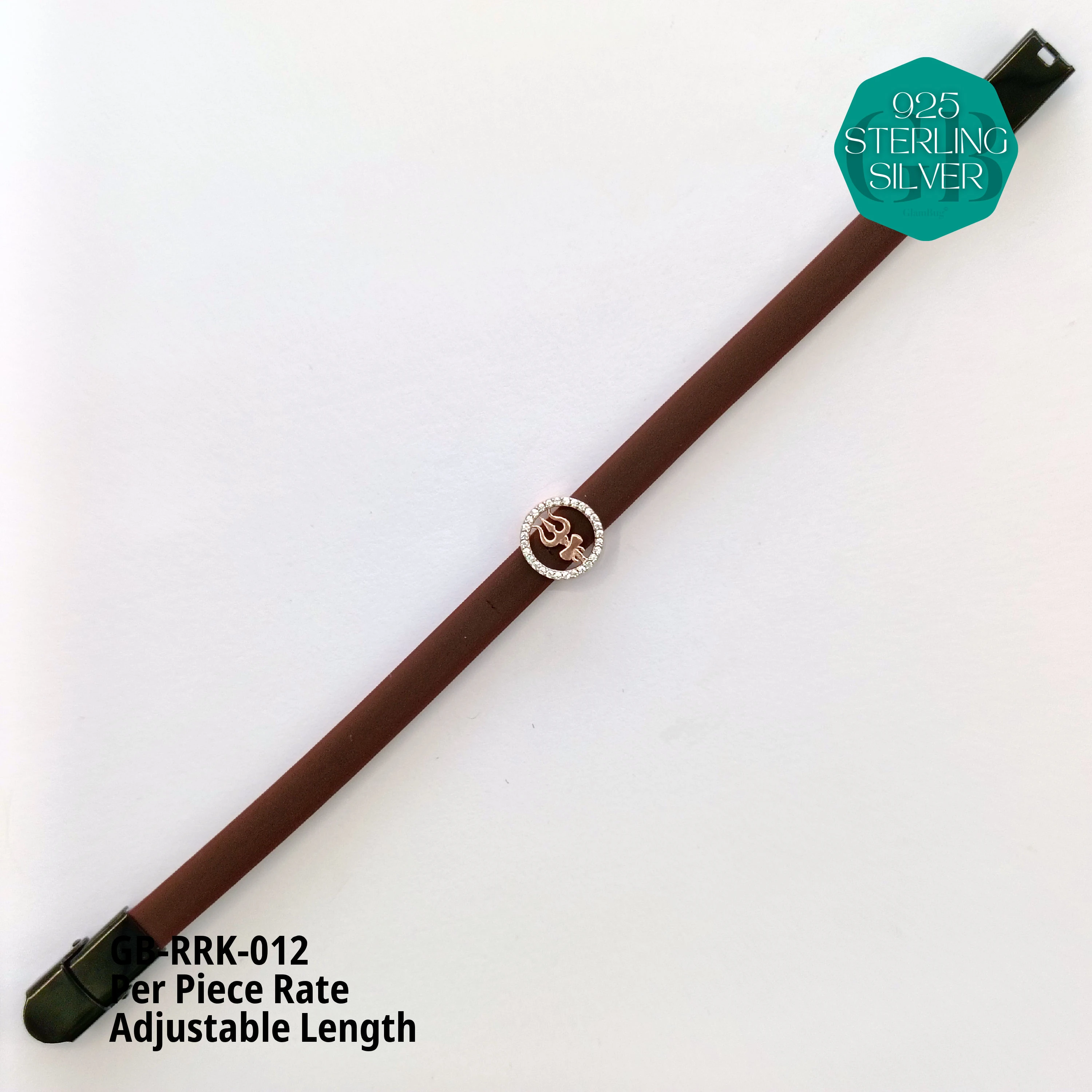 RUBBER BELT RAKHI - Premium 925 Silver Jewellery - SKU: GB-RRK-012 - Hyderabad Silver Importers