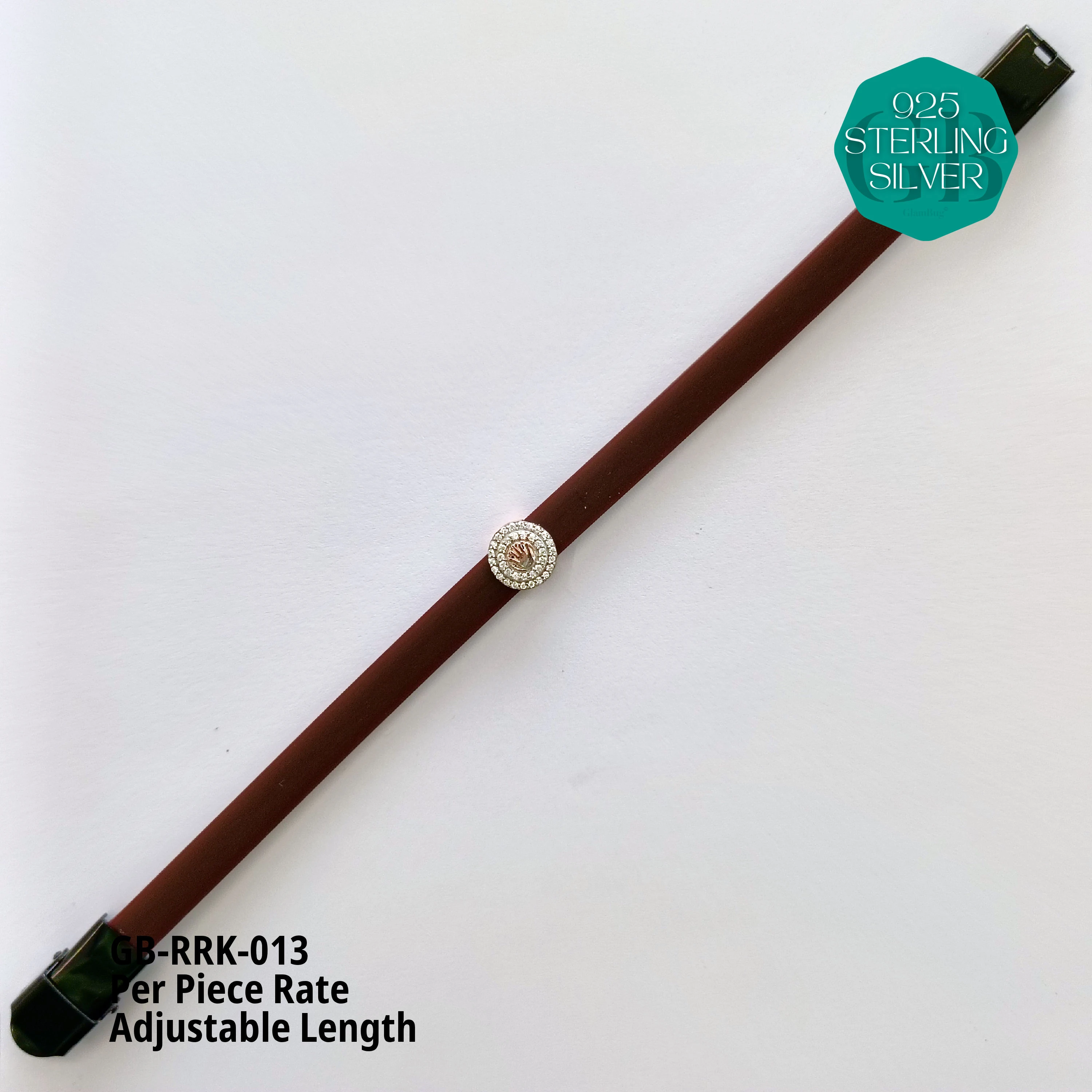 RUBBER BELT RAKHI - Premium 925 Silver Jewellery - SKU: GB-RRK-013 - Hyderabad Silver Importers