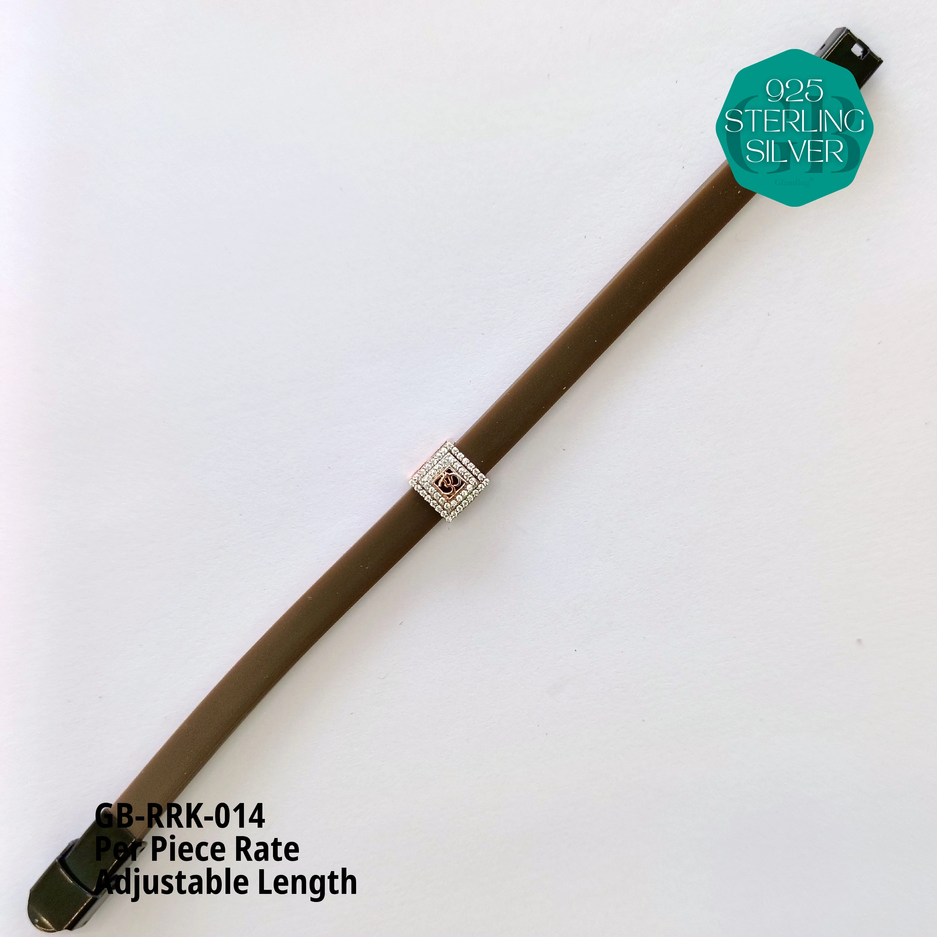 RUBBER BELT RAKHI - Premium 925 Silver Jewellery - SKU: GB-RRK-014 - Hyderabad Silver Importers