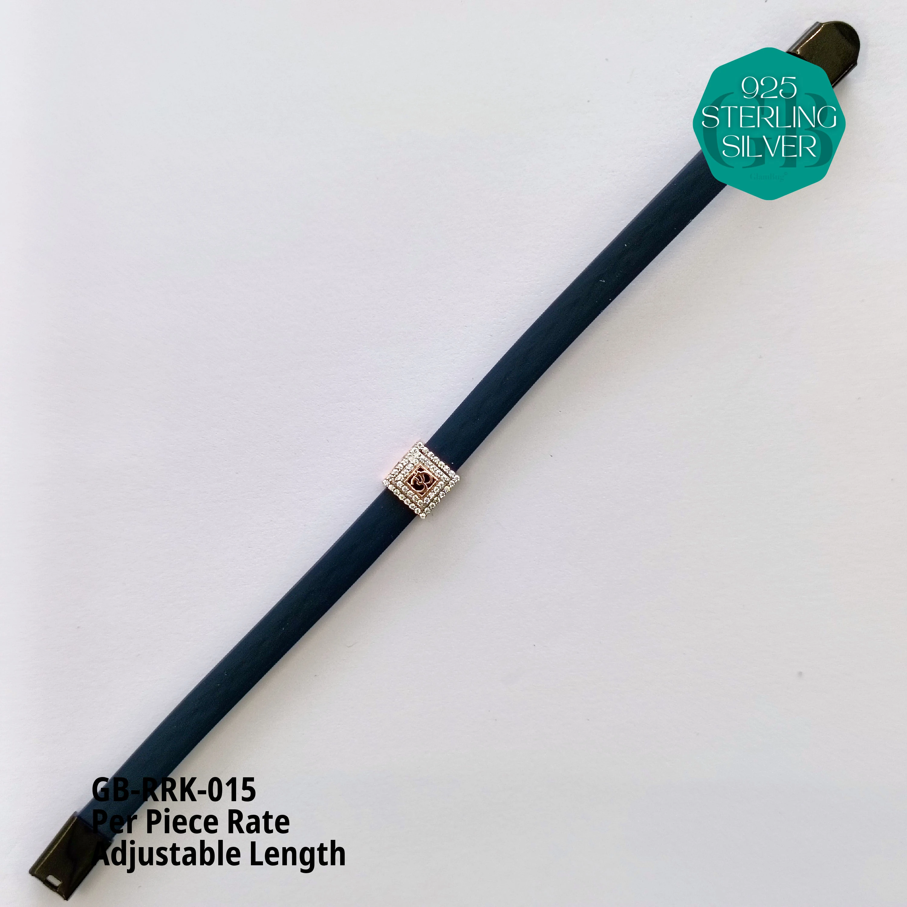 RUBBER BELT RAKHI - Premium 925 Silver Jewellery - SKU: GB-RRK-015 - Hyderabad Silver Importers