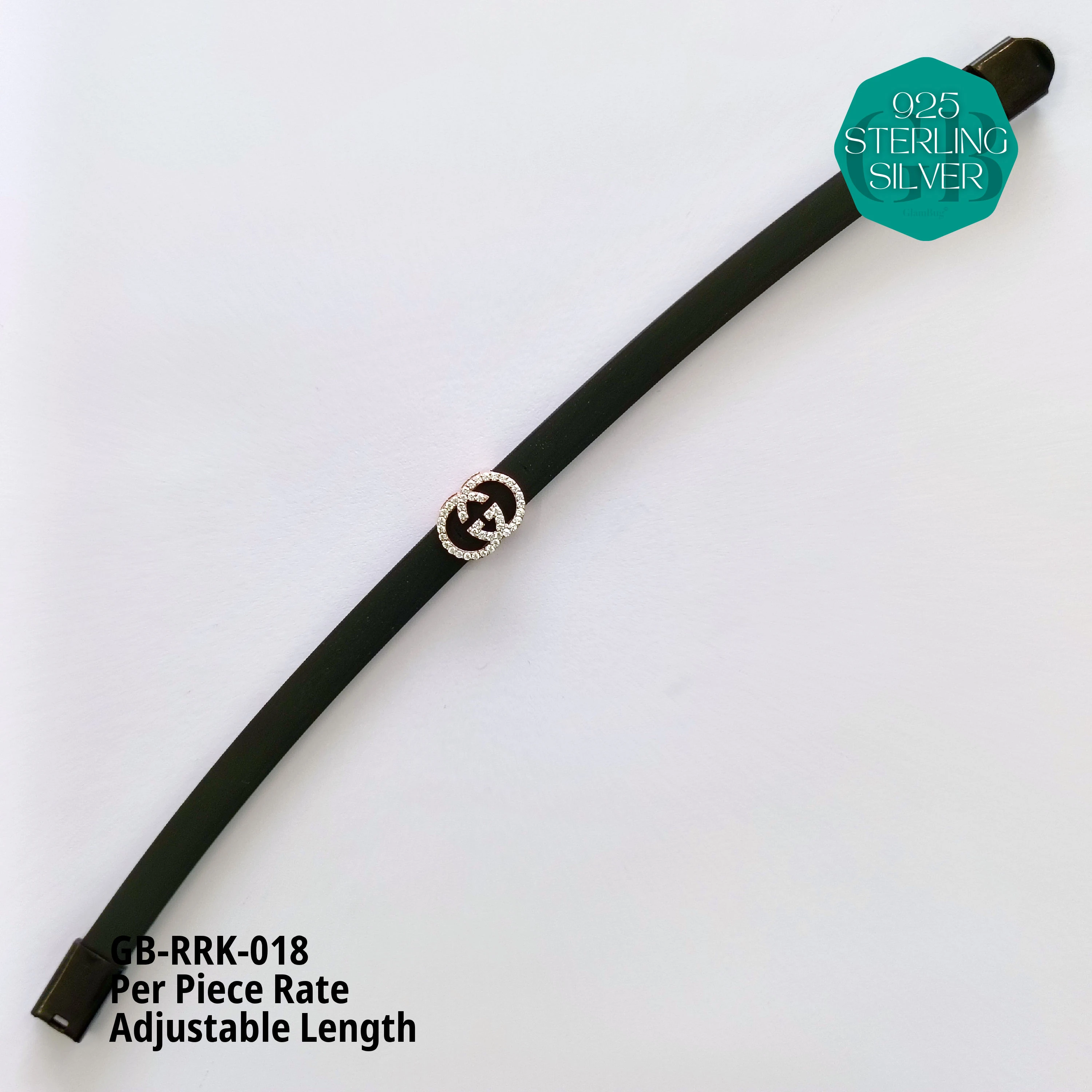 RUBBER BELT RAKHI - Premium 925 Silver Jewellery - SKU: GB-RRK-018 - Hyderabad Silver Importers