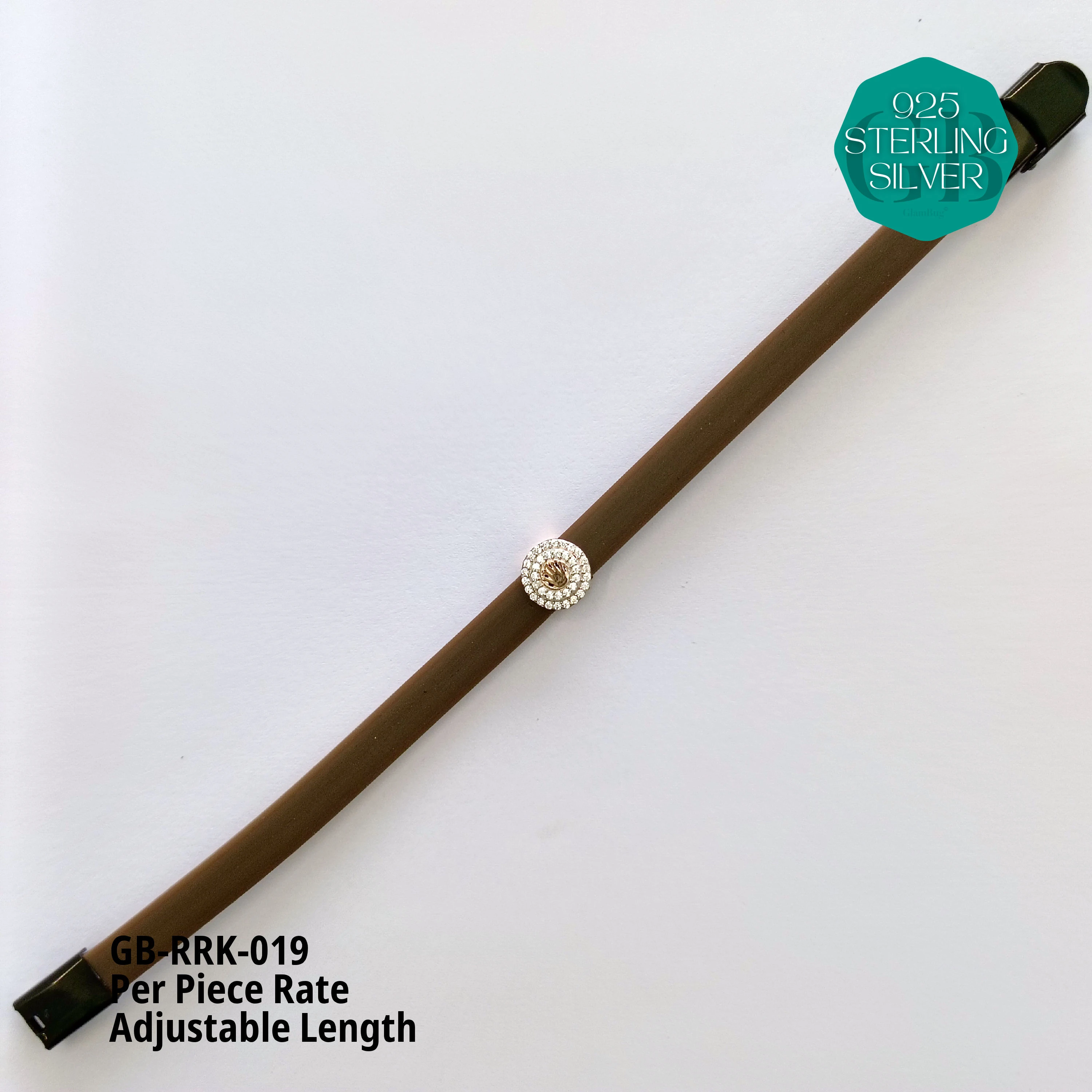 RUBBER BELT RAKHI - Premium 925 Silver Jewellery - SKU: GB-RRK-019 - Hyderabad Silver Importers