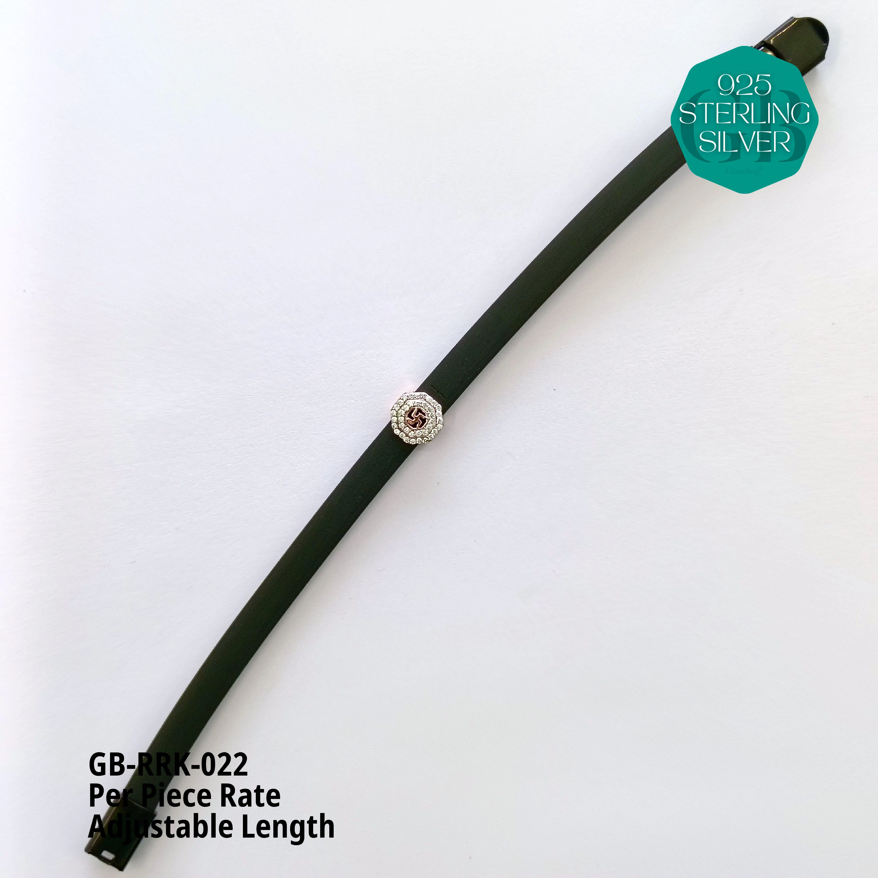 RUBBER BELT RAKHI - Premium 925 Silver Jewellery - SKU: GB-RRK-022 - Hyderabad Silver Importers