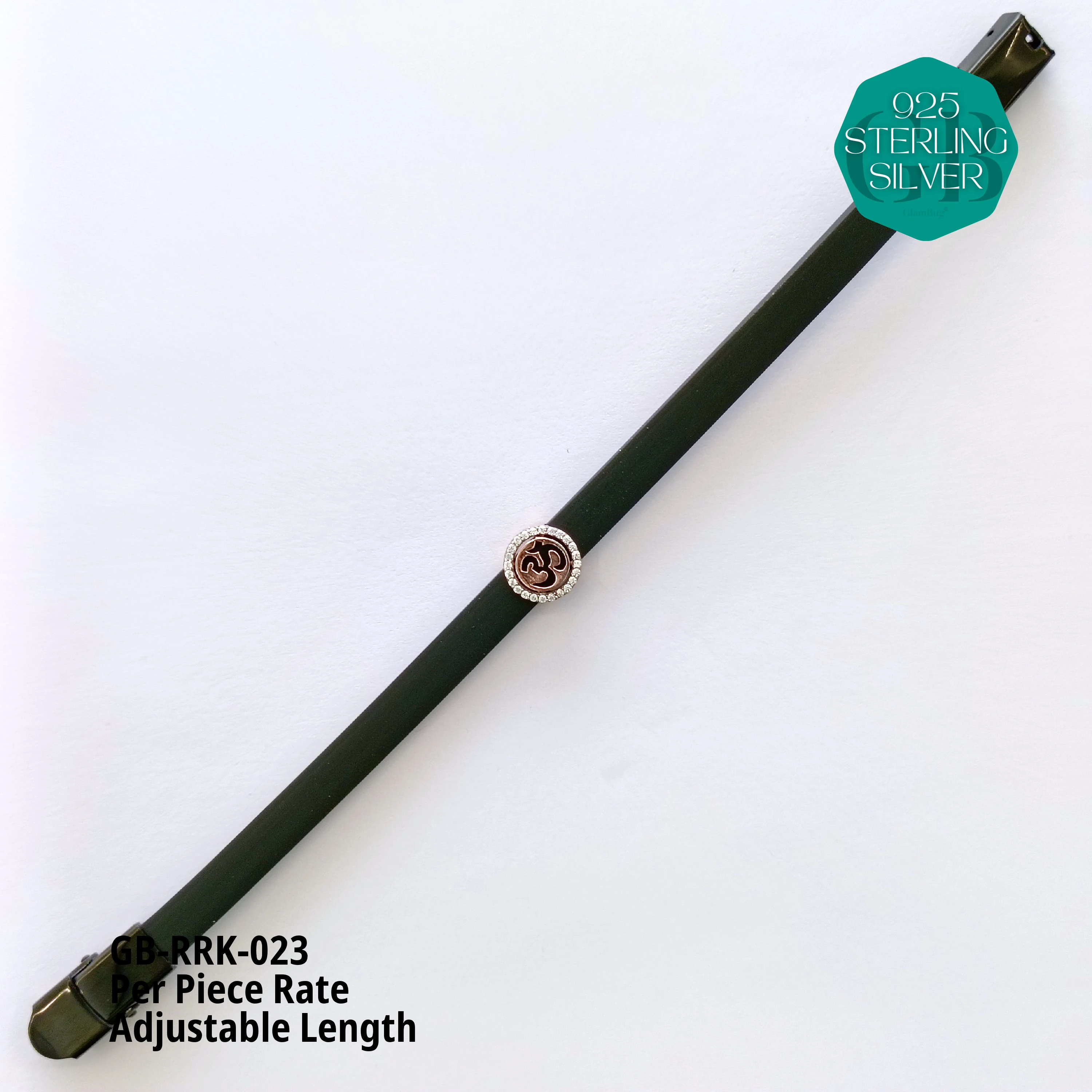 RUBBER BELT RAKHI - Premium 925 Silver Jewellery - SKU: GB-RRK-023 - Hyderabad Silver Importers