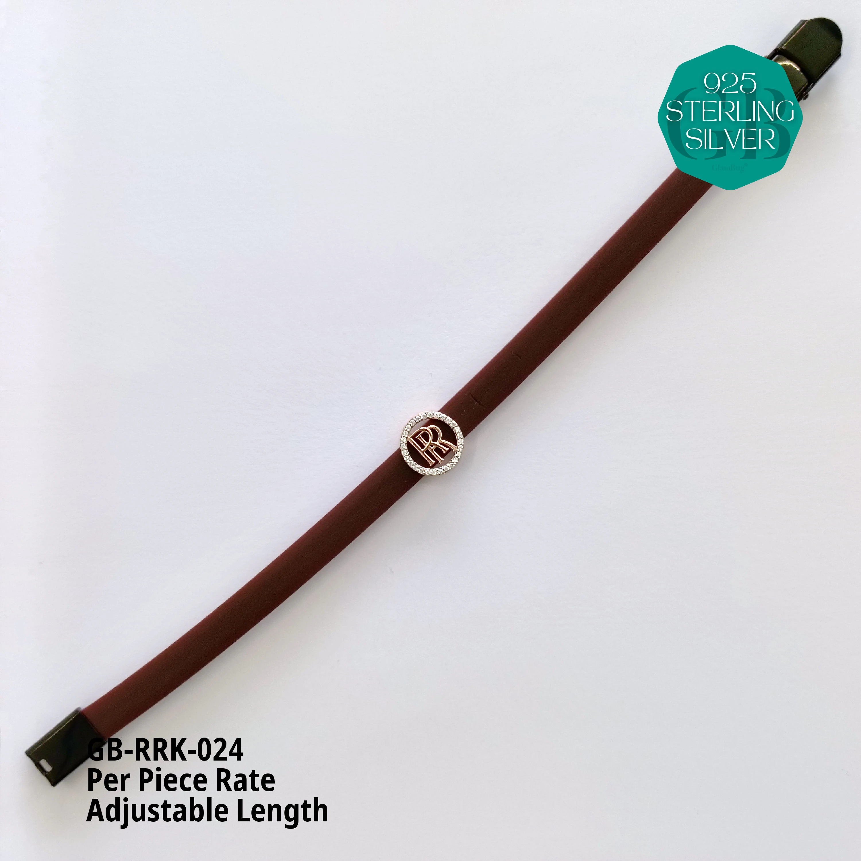 RUBBER BELT RAKHI - Premium 925 Silver Jewellery - SKU: GB-RRK-024 - Hyderabad Silver Importers