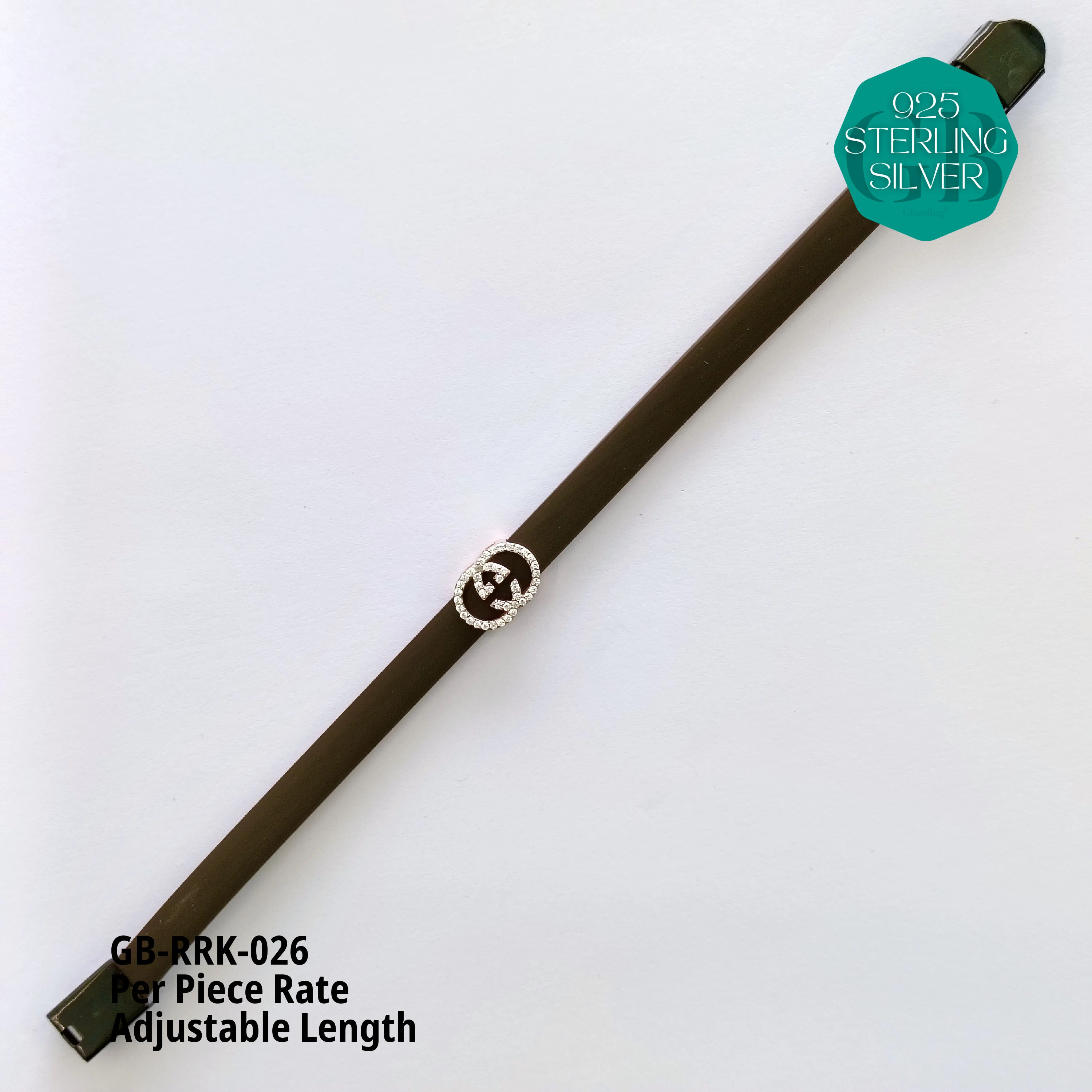 RUBBER BELT RAKHI - Premium 925 Silver Jewellery - SKU: GB-RRK-026 - Hyderabad Silver Importers