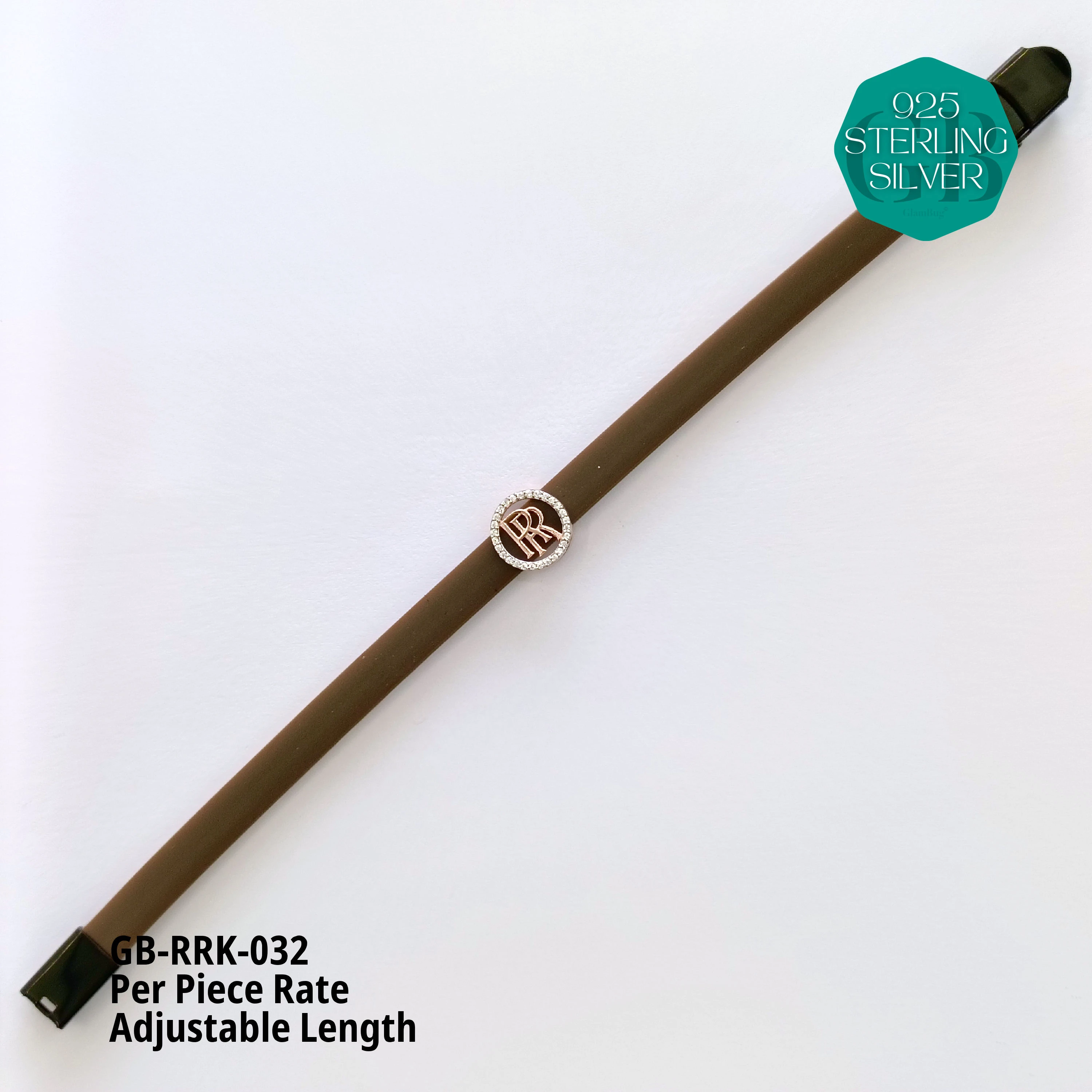 RUBBER BELT RAKHI - Premium 925 Silver Jewellery - SKU: GB-RRK-032 - Hyderabad Silver Importers