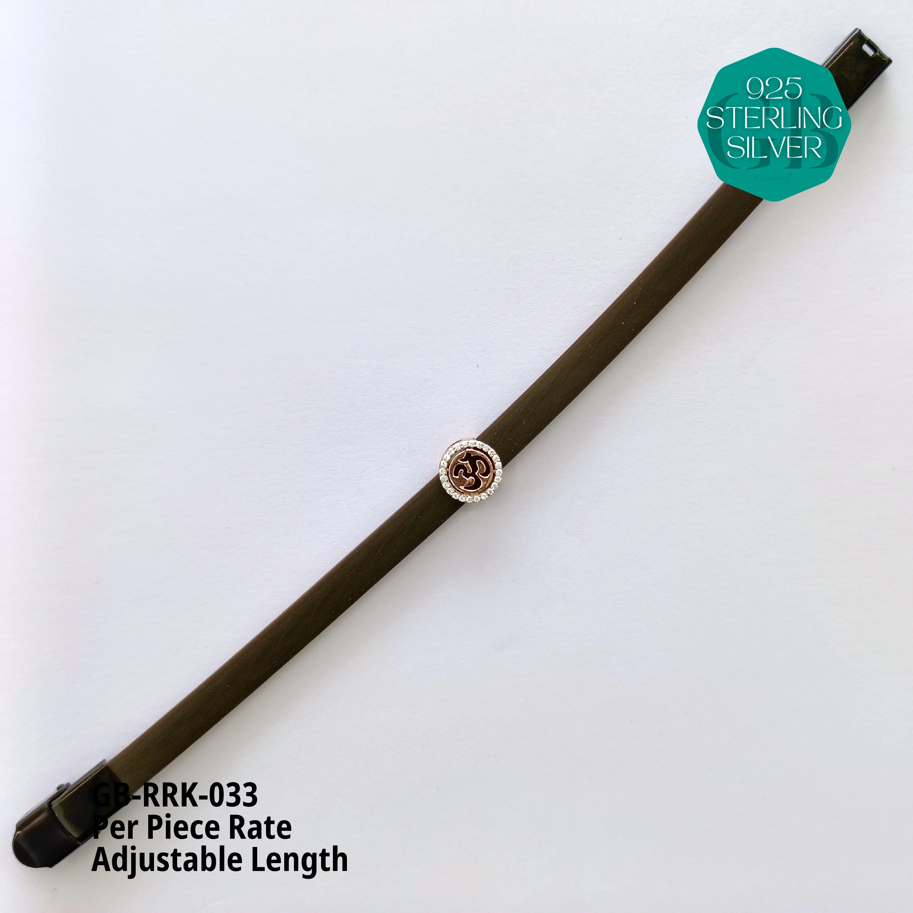 RUBBER BELT RAKHI - Premium 925 Silver Jewellery - SKU: GB-RRK-033 - Hyderabad Silver Importers