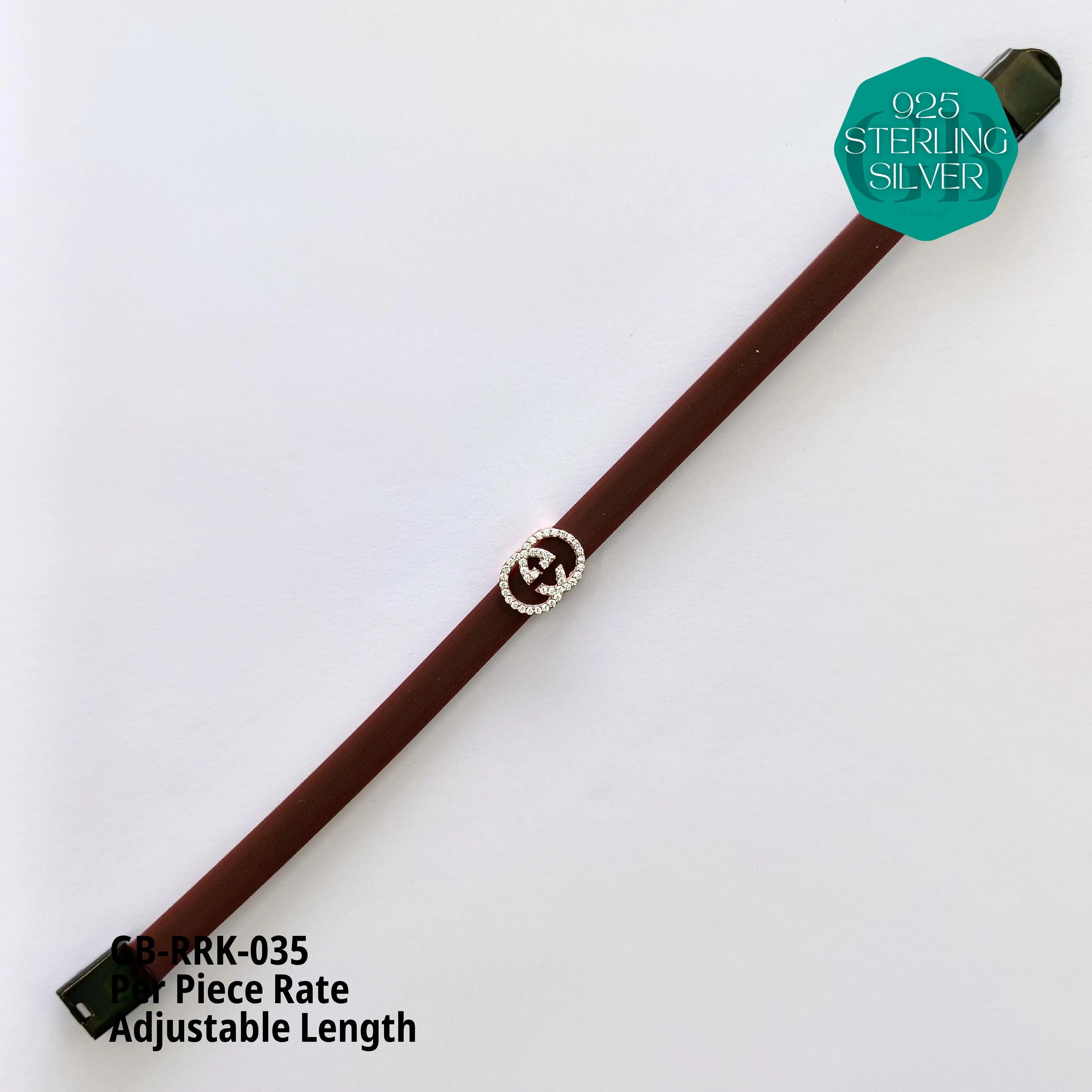 RUBBER BELT RAKHI - Premium 925 Silver Jewellery - SKU: GB-RRK-035 - Hyderabad Silver Importers