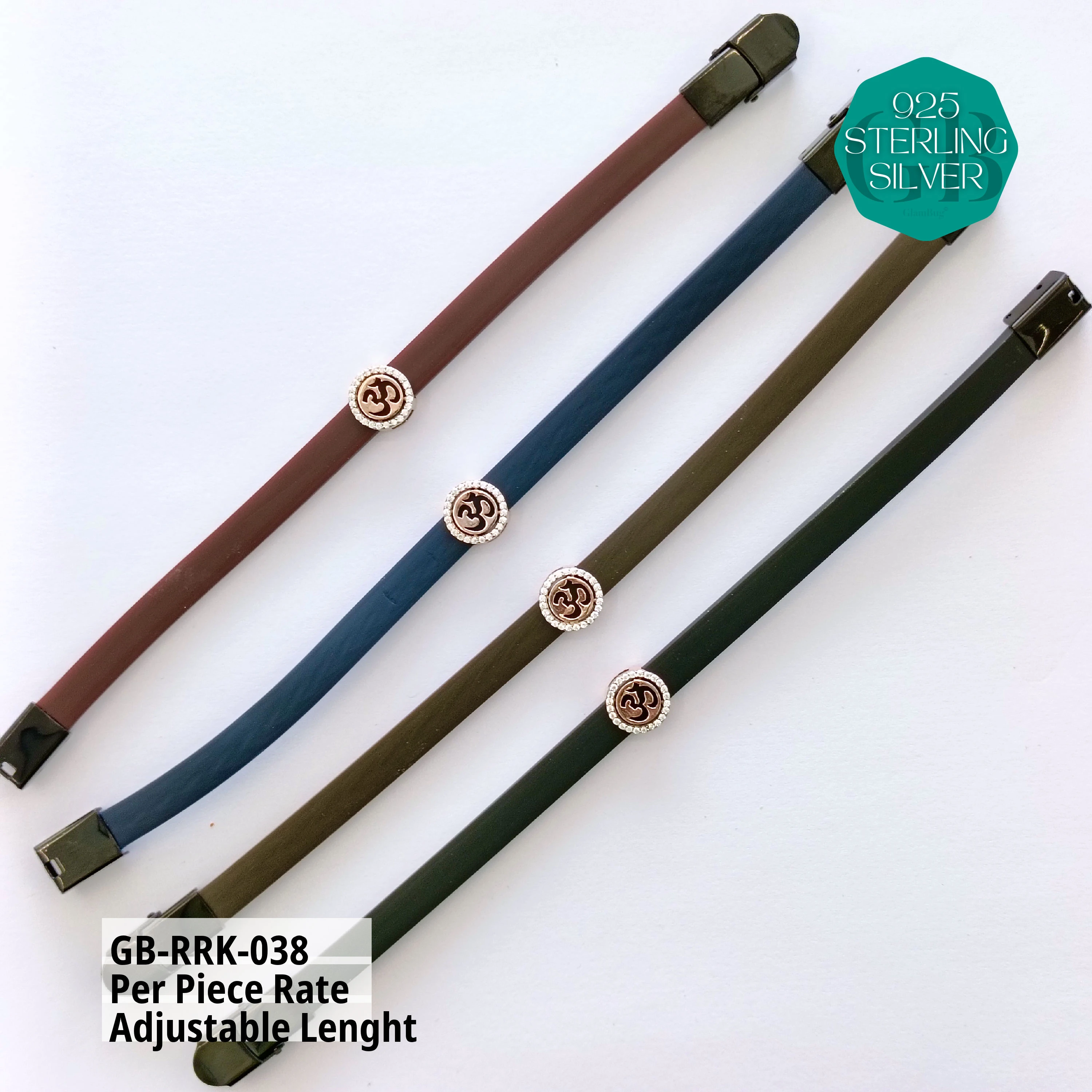 RUBBER BELT RAKHI - Premium 925 Silver Jewellery - SKU: GB-RRK-038 - Hyderabad Silver Importers