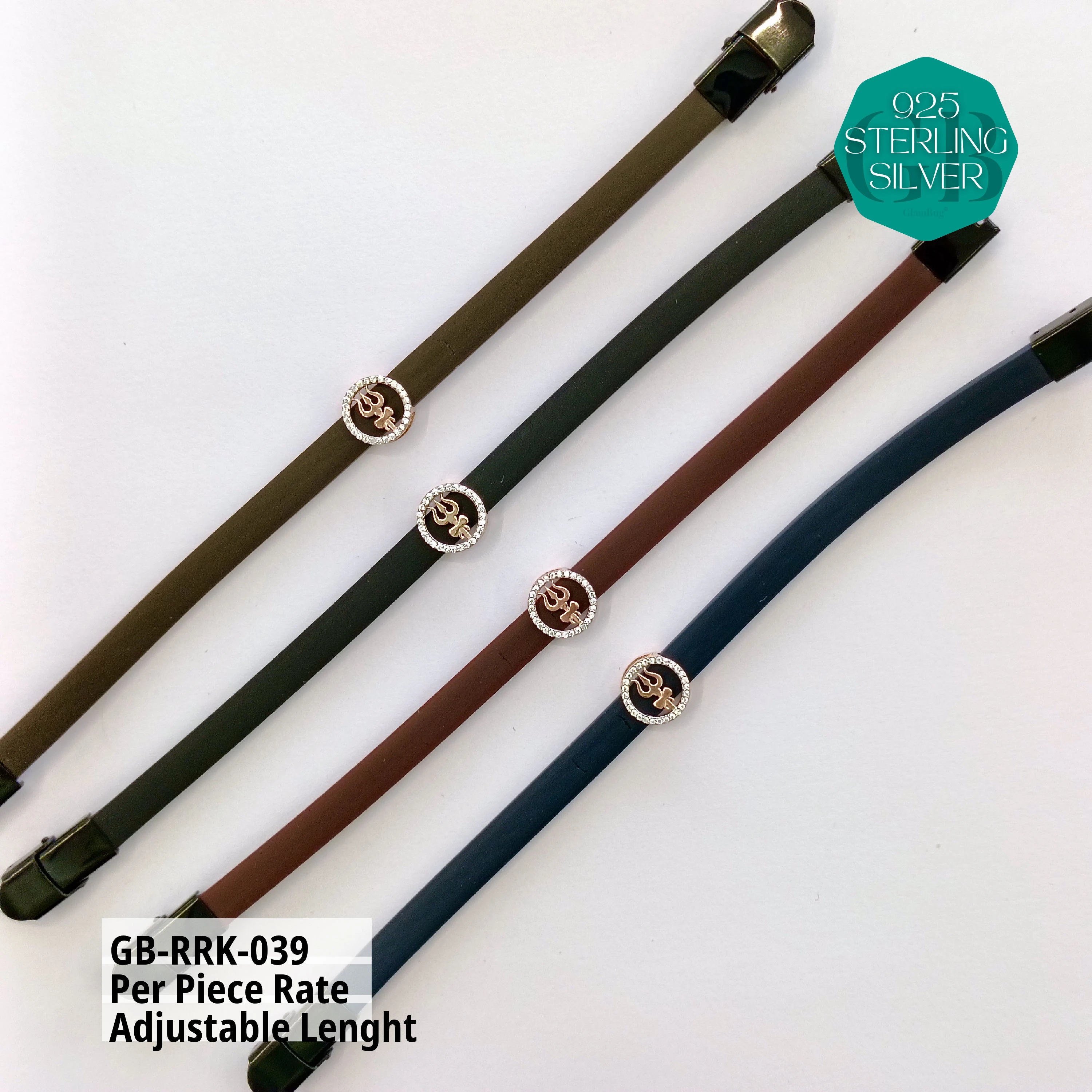 RUBBER BELT RAKHI - Premium 925 Silver Jewellery - SKU: GB-RRK-039 - Hyderabad Silver Importers