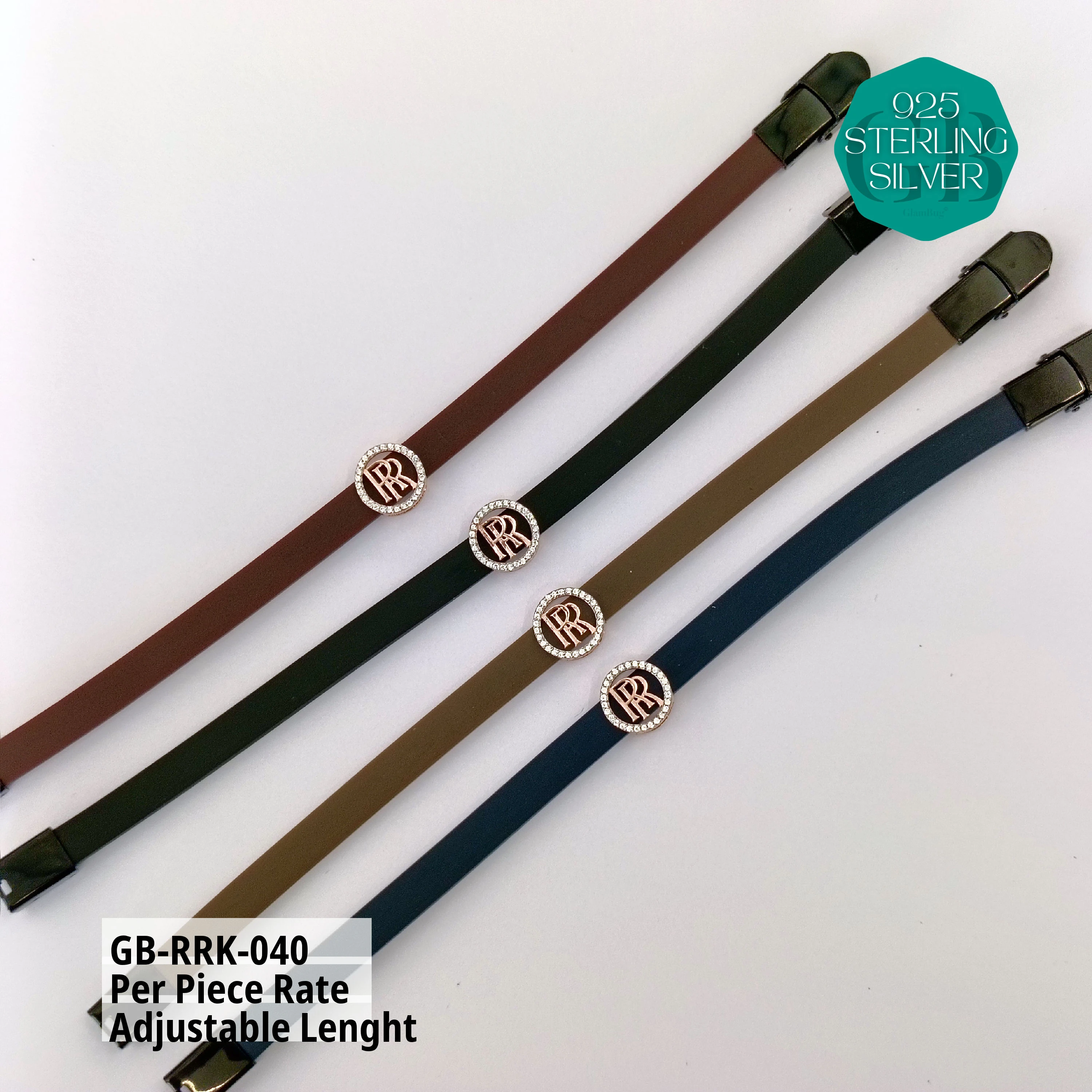 RUBBER BELT RAKHI - Premium 925 Silver Jewellery - SKU: GB-RRK-040 - Hyderabad Silver Importers