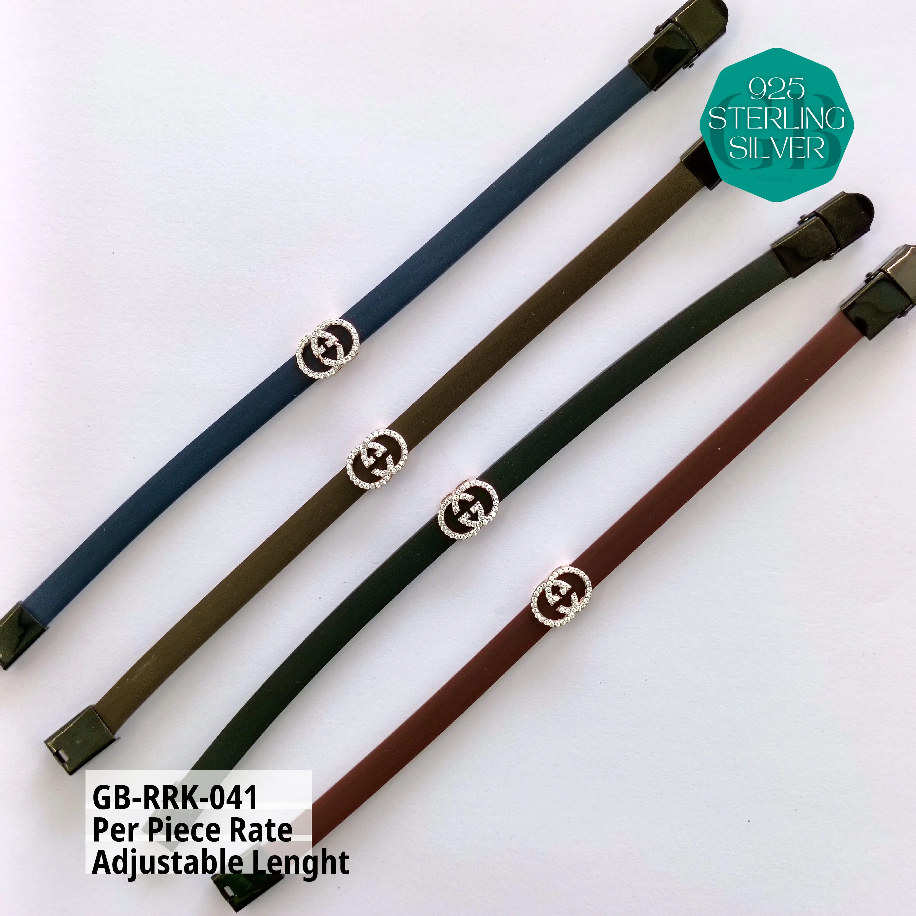 RUBBER BELT RAKHI - Premium 925 Silver Jewellery - SKU: GB-RRK-041 - Hyderabad Silver Importers