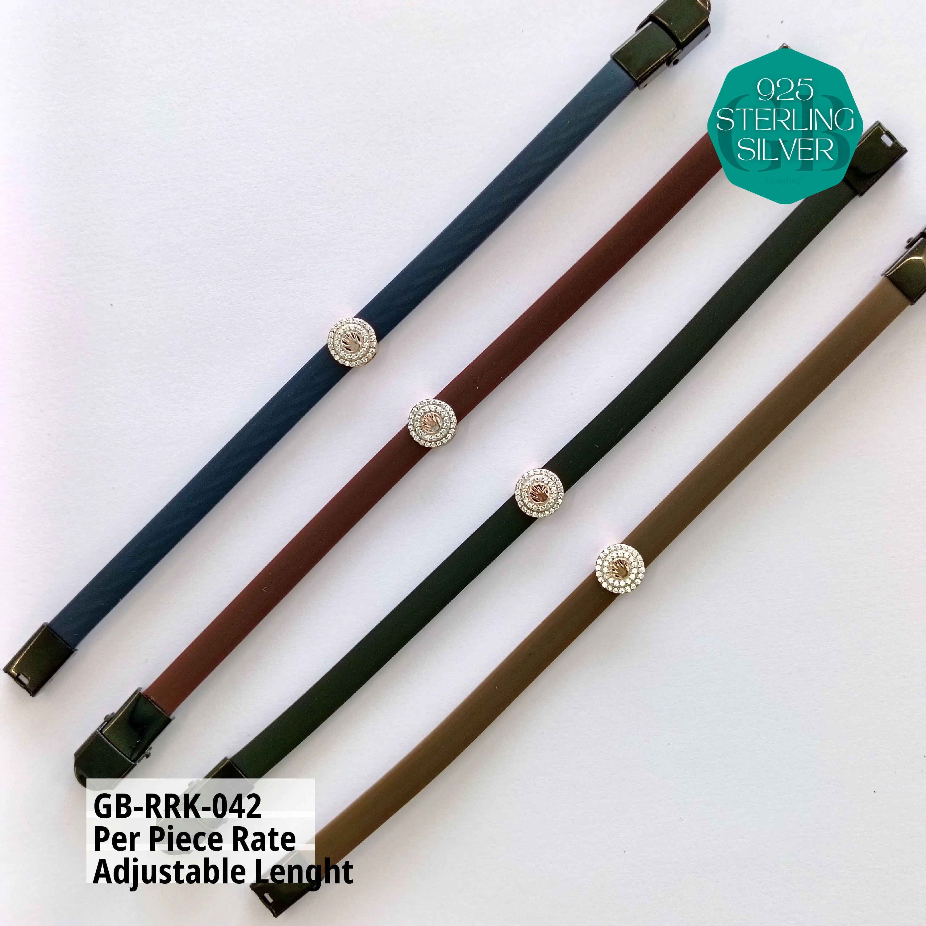 RUBBER BELT RAKHI - Premium 925 Silver Jewellery - SKU: GB-RRK-042 - Hyderabad Silver Importers