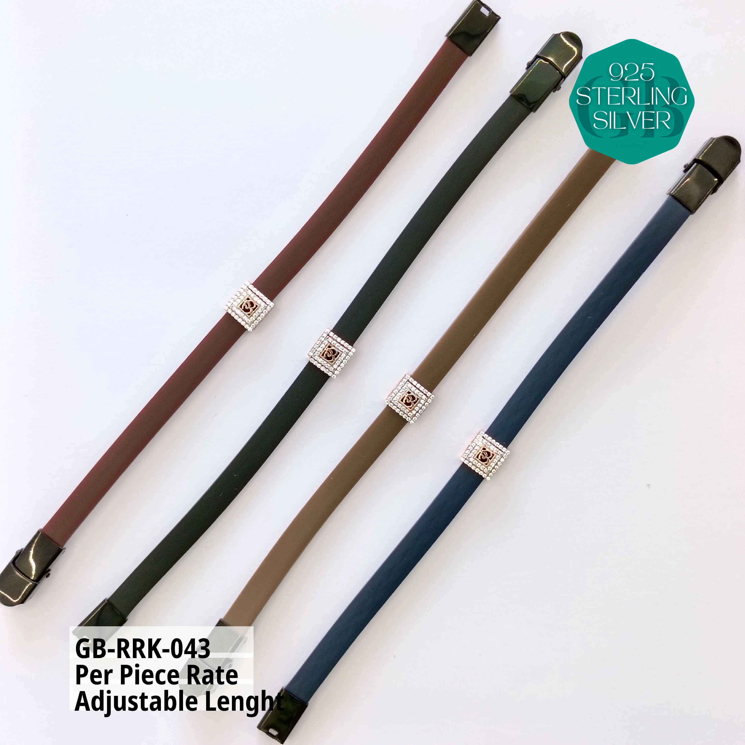 RUBBER BELT RAKHI - Premium 925 Silver Jewellery - SKU: GB-RRK-043 - Hyderabad Silver Importers