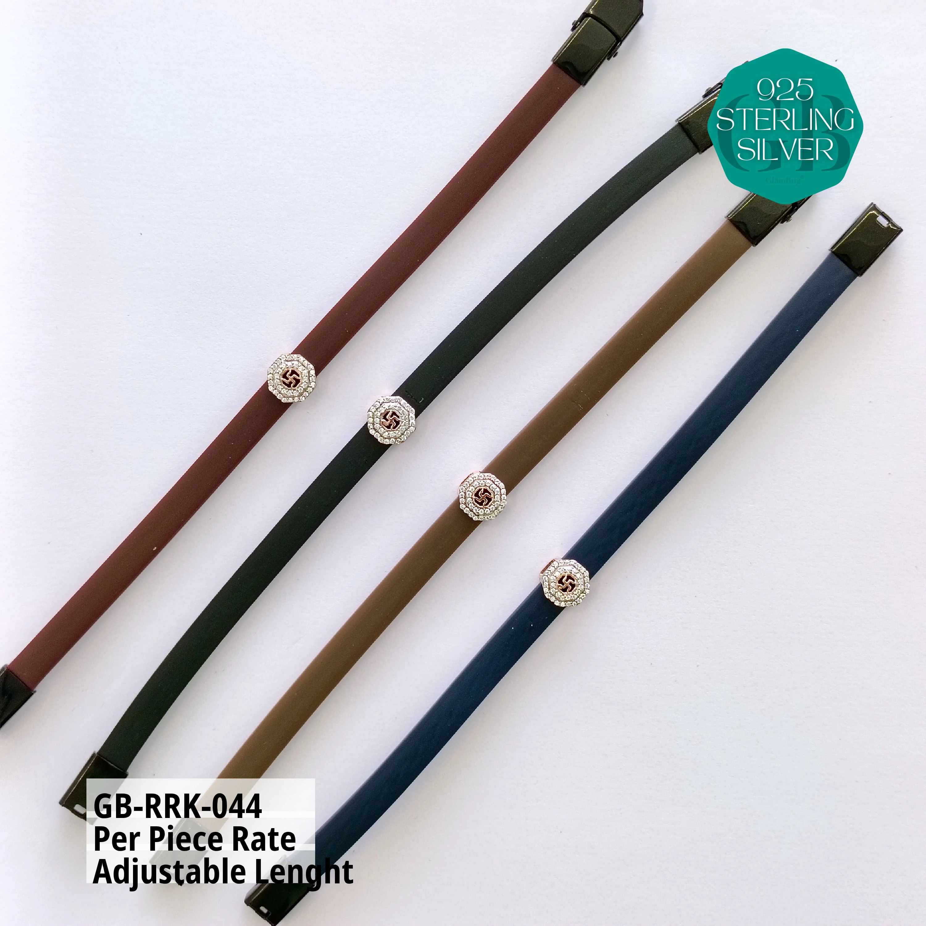 RUBBER BELT RAKHI - Premium 925 Silver Jewellery - SKU: GB-RRK-044 - Hyderabad Silver Importers