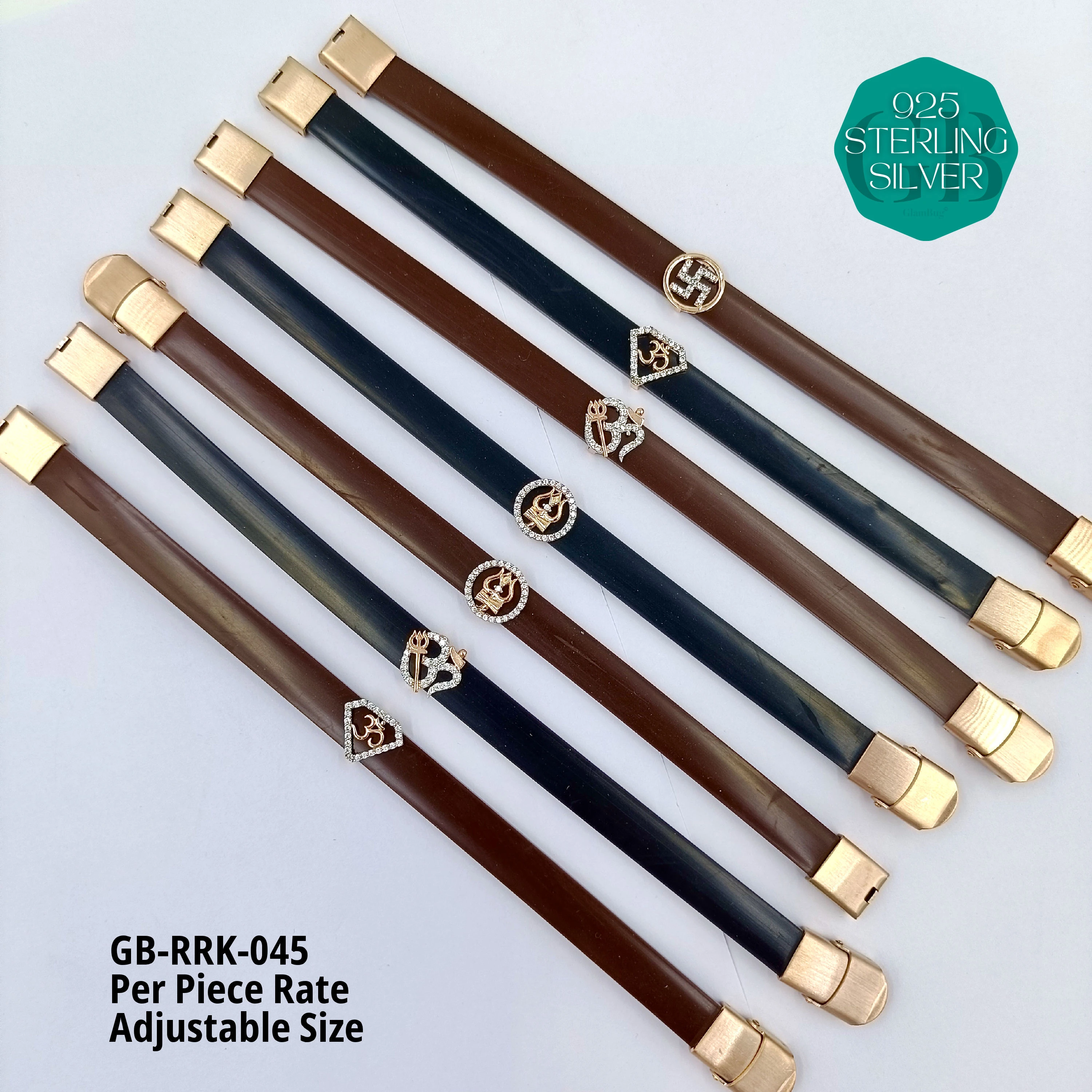 RUBBER BELT RAKHI - Premium 925 Silver Jewellery - SKU: GB-RRK-045 - Hyderabad Silver Importers