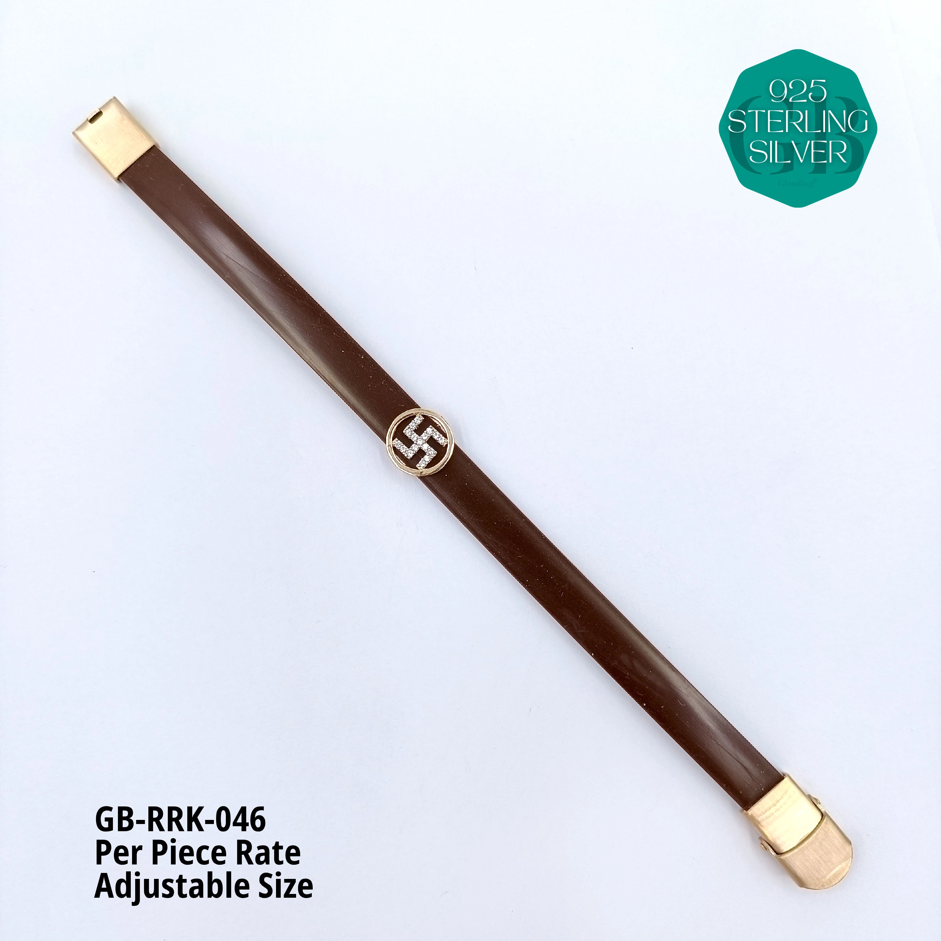 RUBBER BELT RAKHI - Premium 925 Silver Jewellery - SKU: GB-RRK-046 - Hyderabad Silver Importers