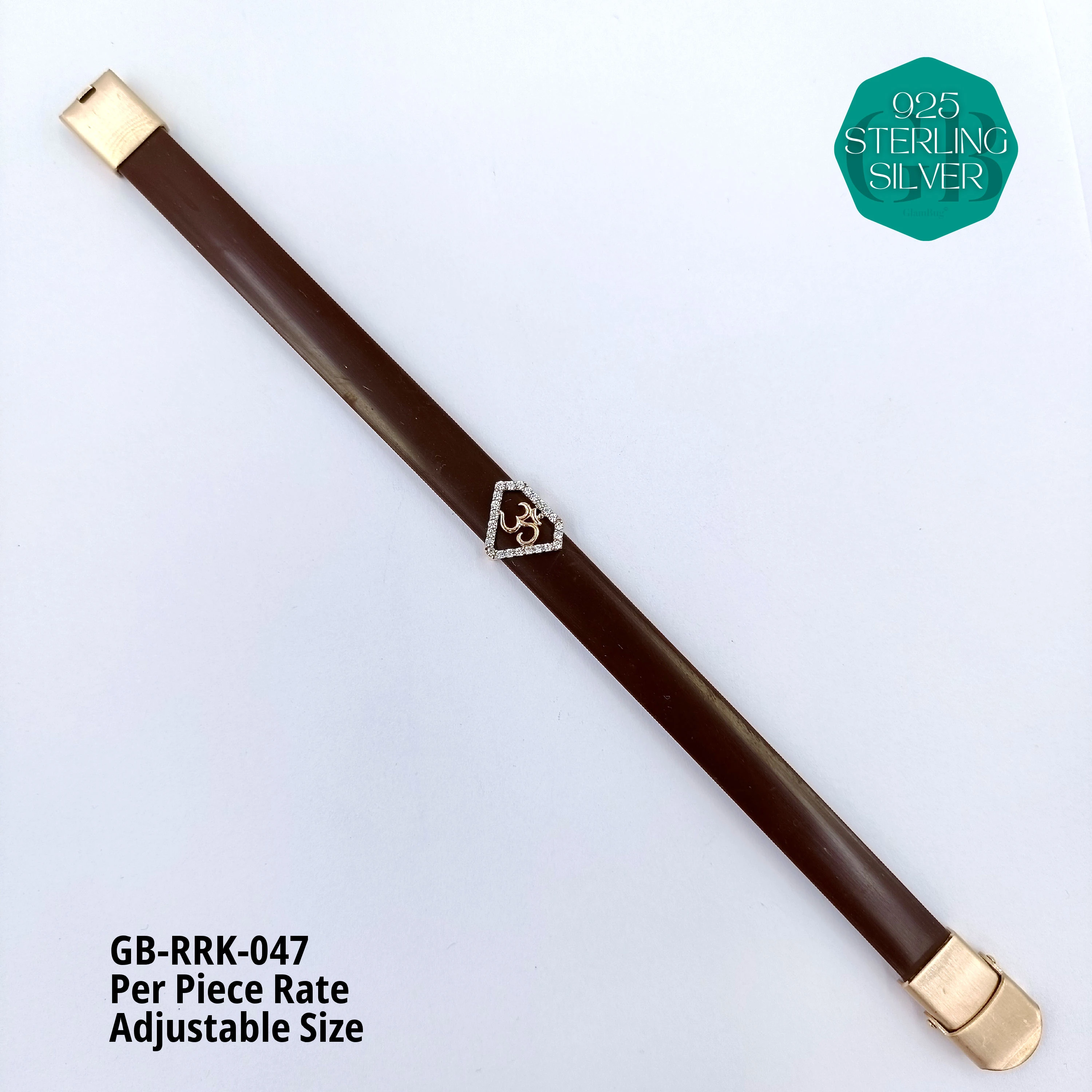 RUBBER BELT RAKHI - Premium 925 Silver Jewellery - SKU: GB-RRK-047 - Hyderabad Silver Importers