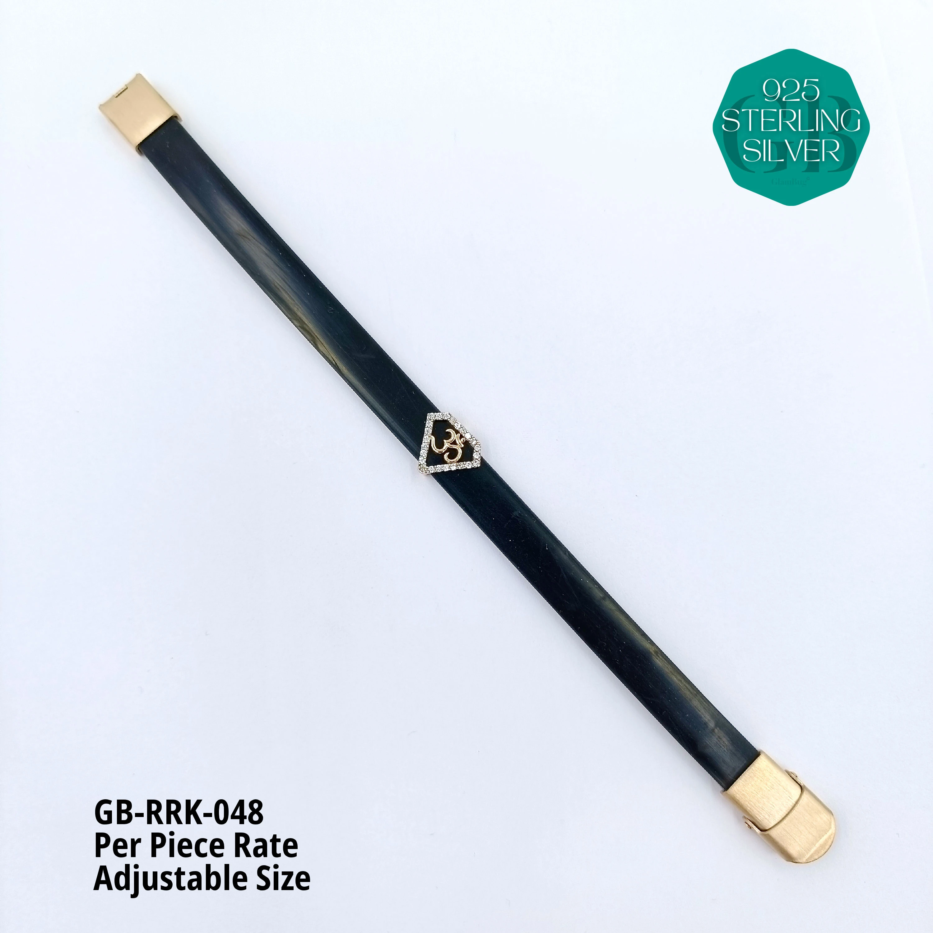 RUBBER BELT RAKHI - Premium 925 Silver Jewellery - SKU: GB-RRK-048 - Hyderabad Silver Importers