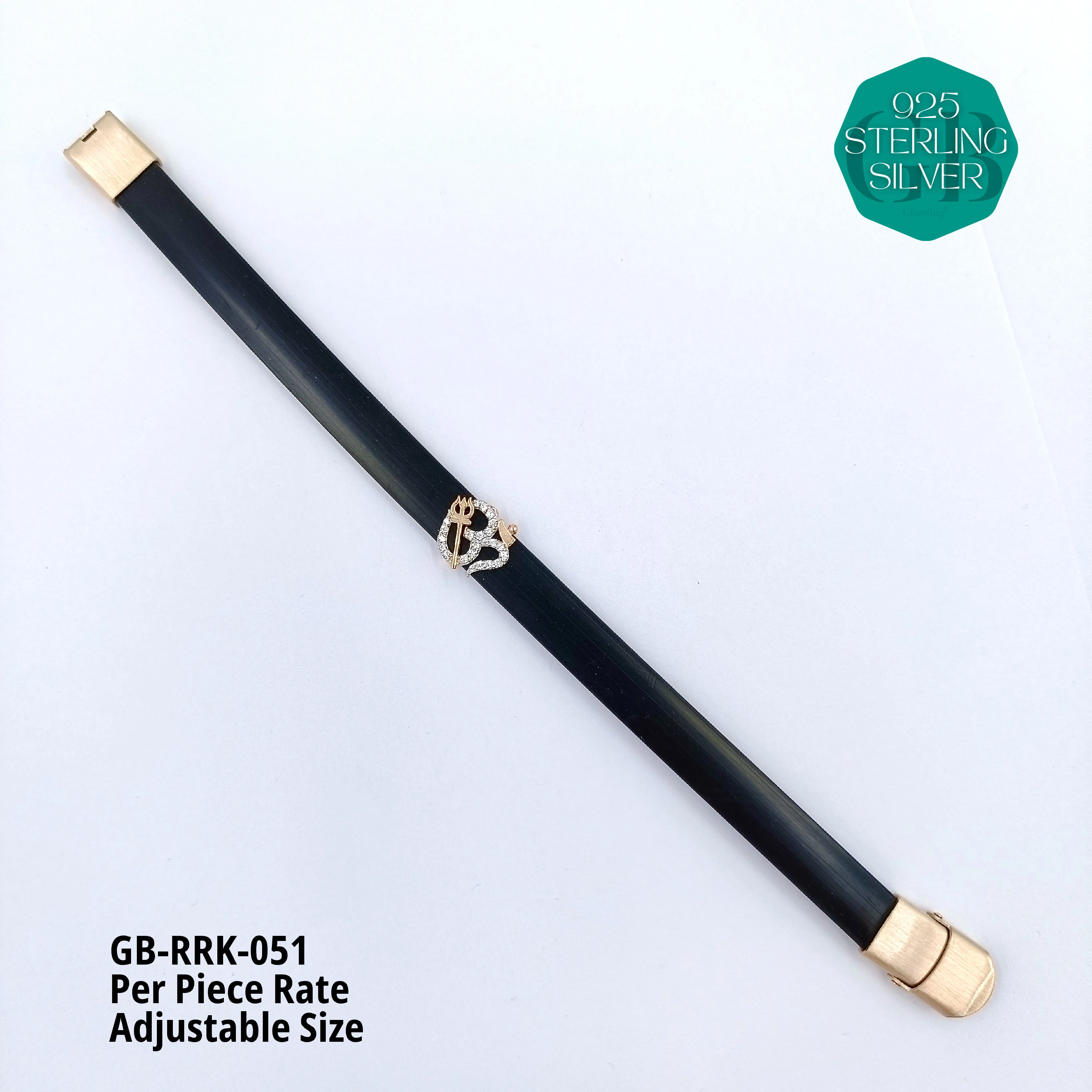 RUBBER BELT RAKHI - Premium 925 Silver Jewellery - SKU: GB-RRK-051 - Hyderabad Silver Importers