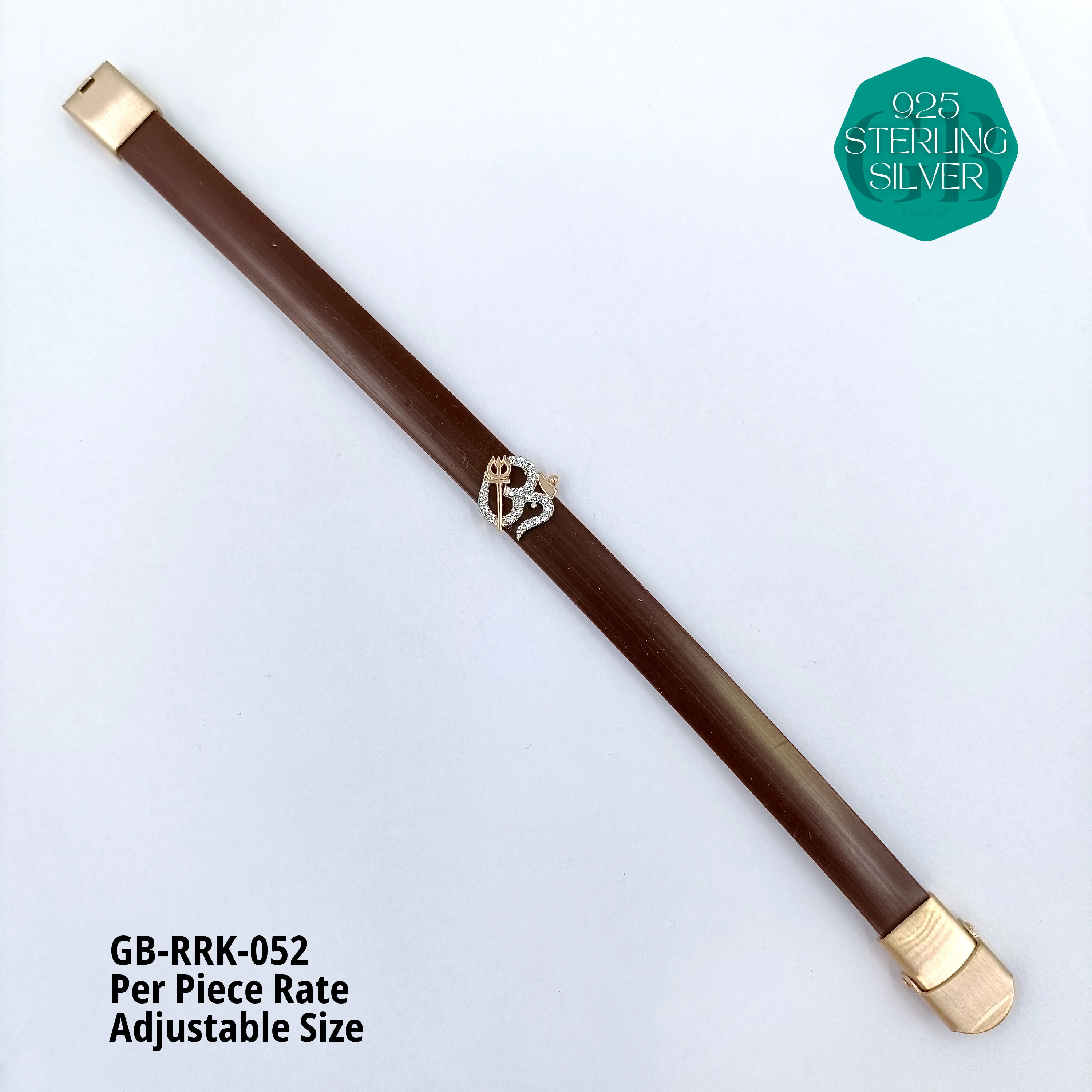 RUBBER BELT RAKHI - Premium 925 Silver Jewellery - SKU: GB-RRK-052 - Hyderabad Silver Importers